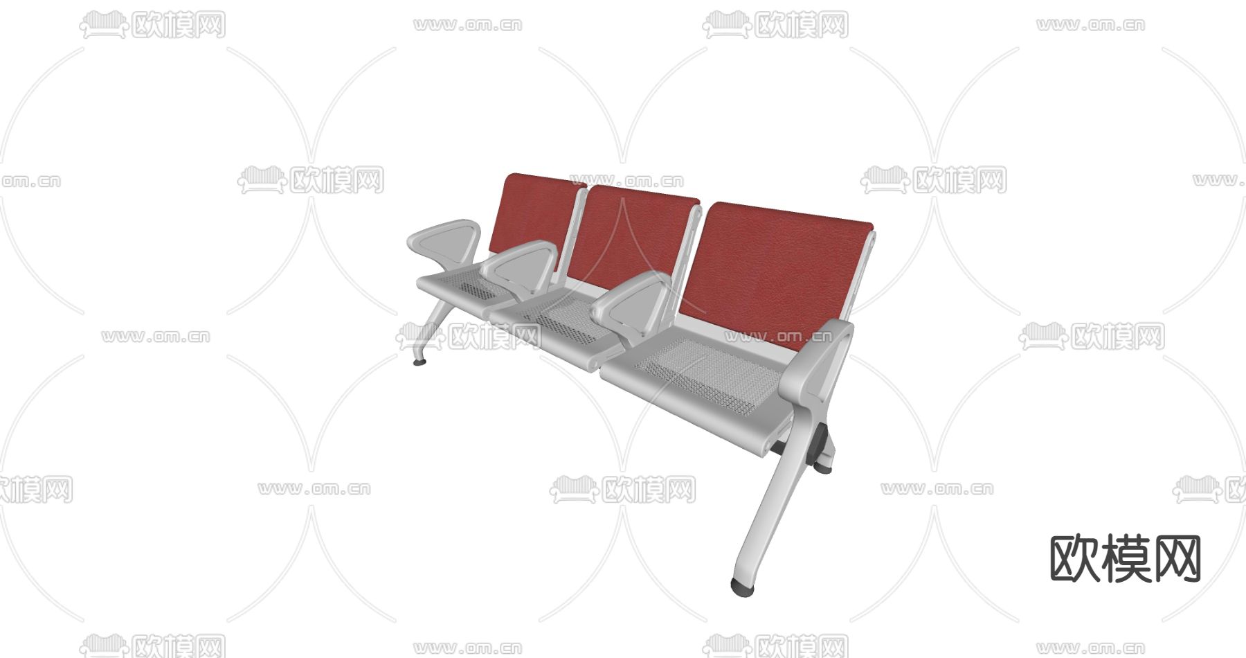 现代公共三连排椅su模型下载（渲染图2）