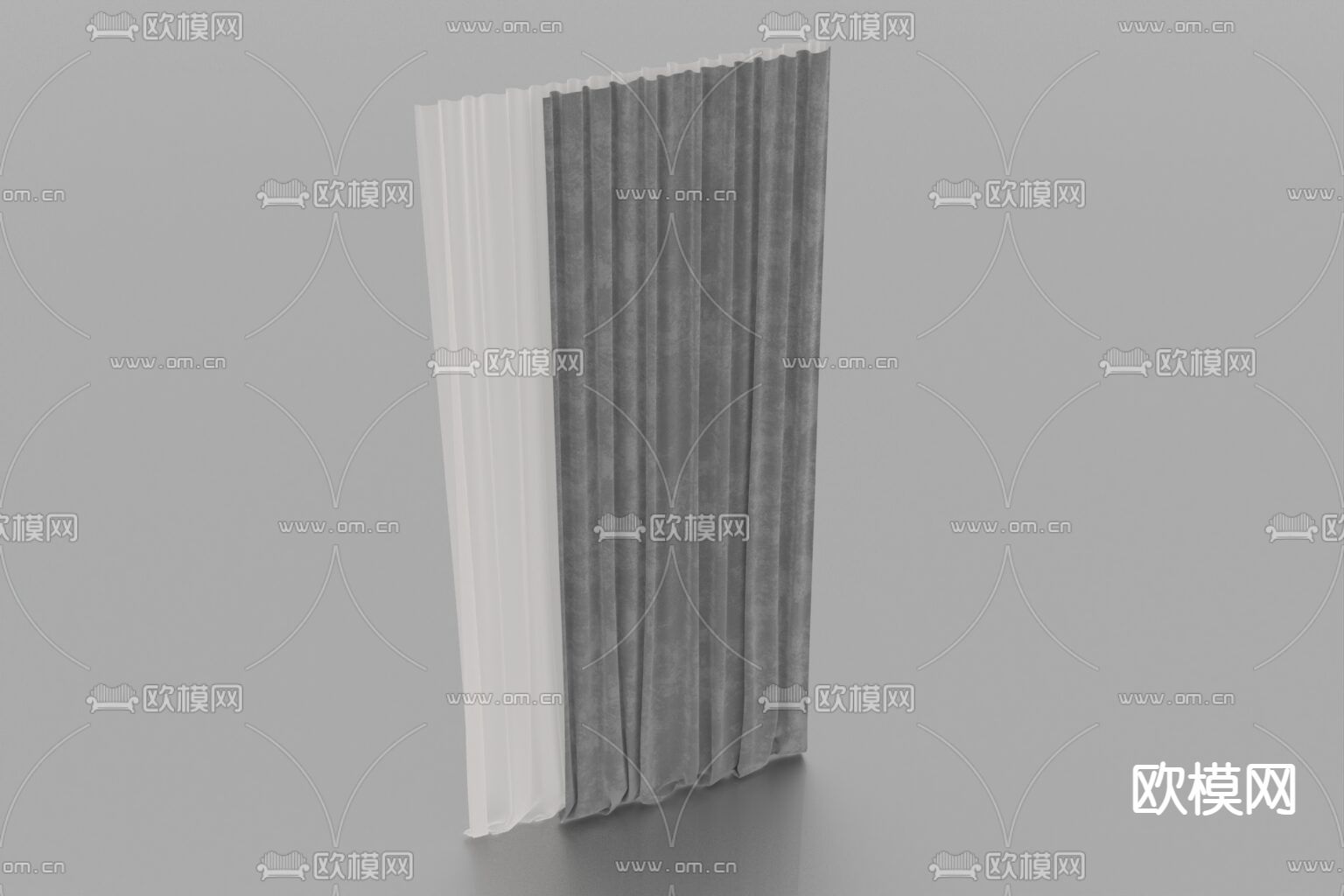 现代简约布艺遮光窗帘免费3d模型下载