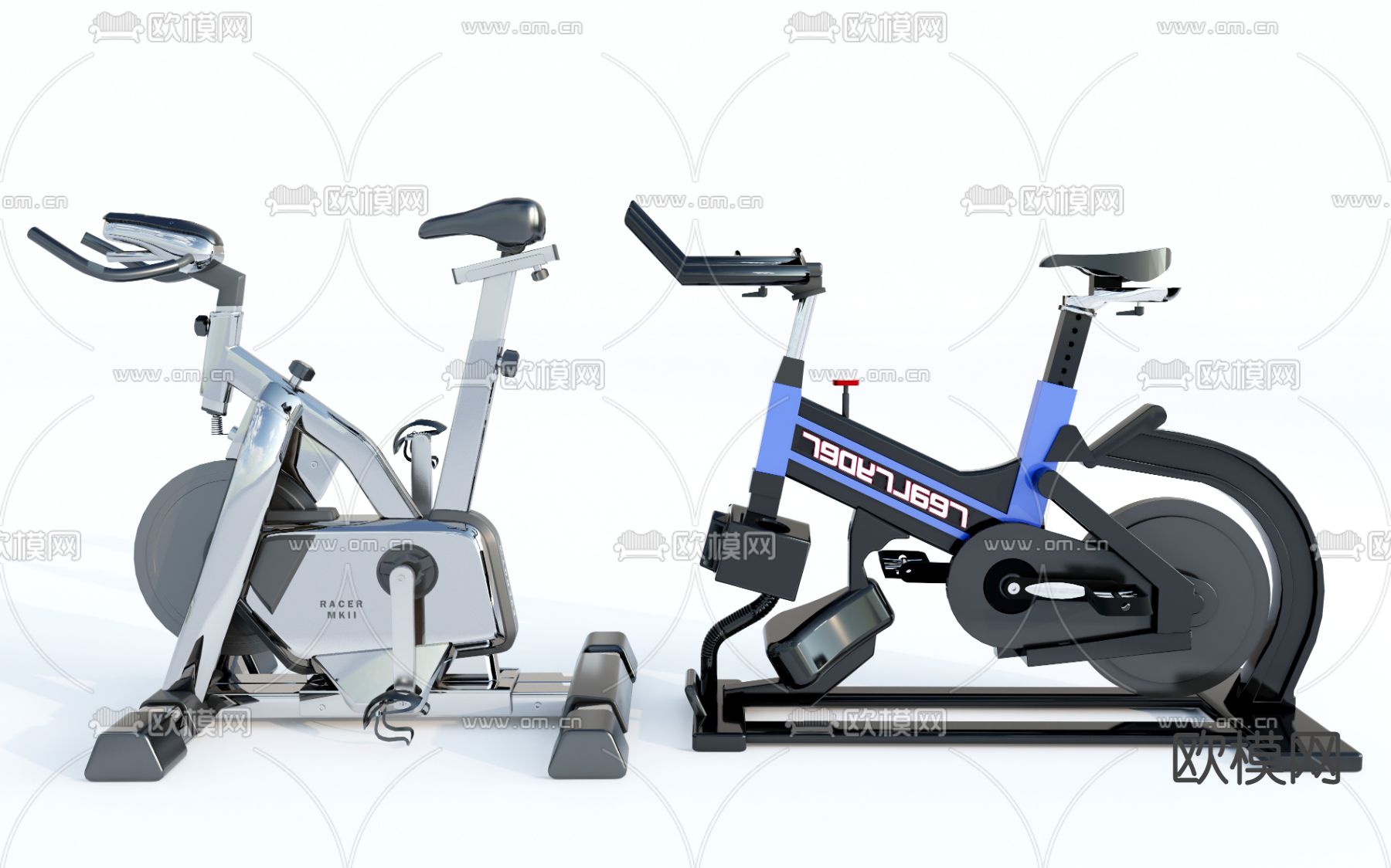 现代动感单车su模型下载（渲染图1）