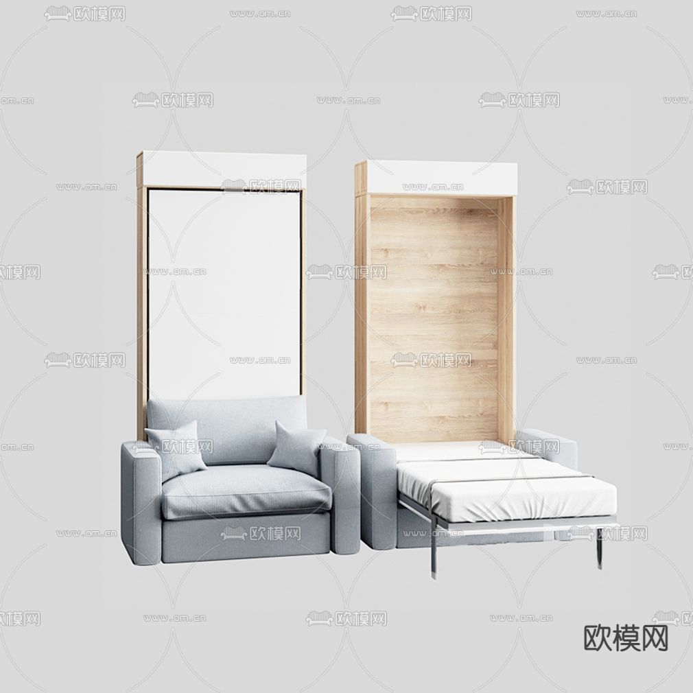 现代沙发床免费3d模型下载（渲染图5）