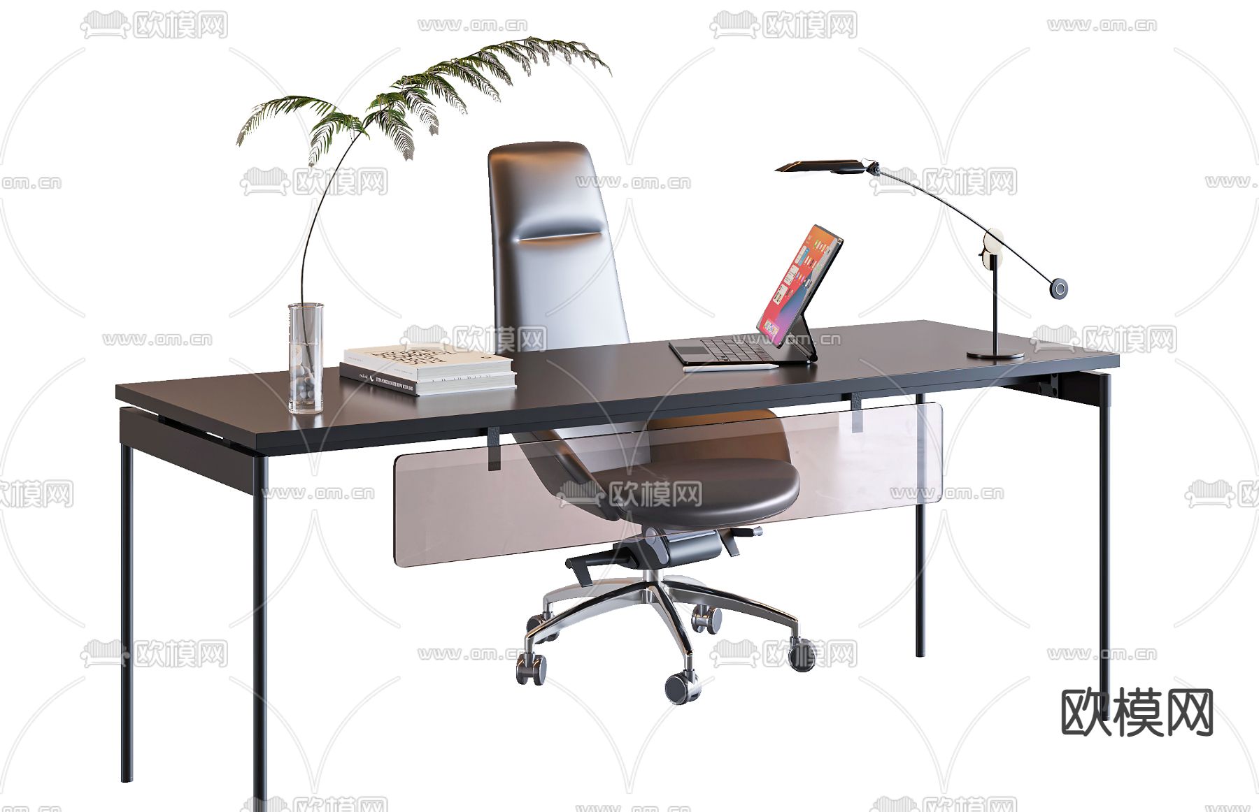 现代金属办公桌椅3d模型下载
