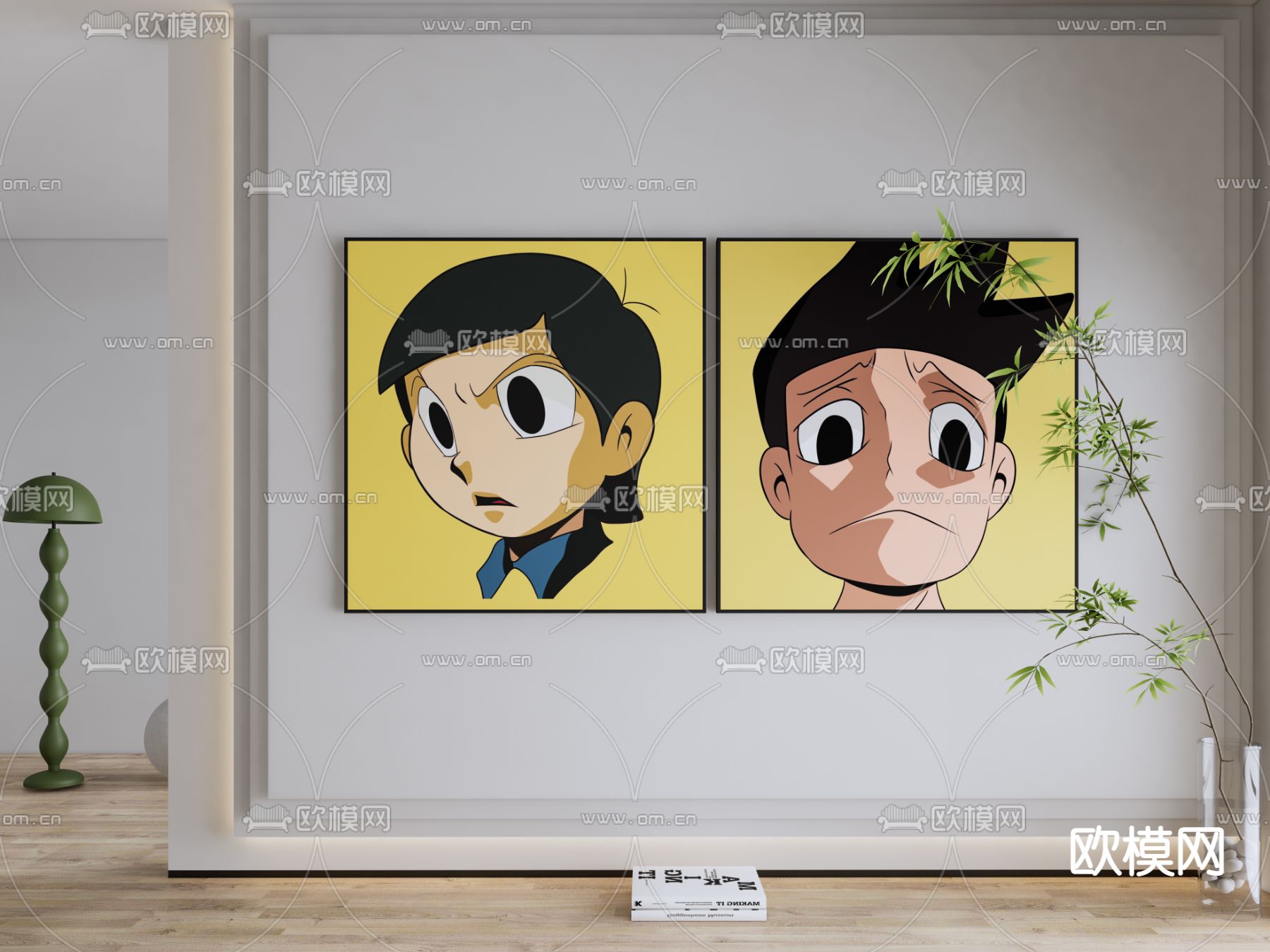 现代装饰挂画su模型下载（渲染图1）