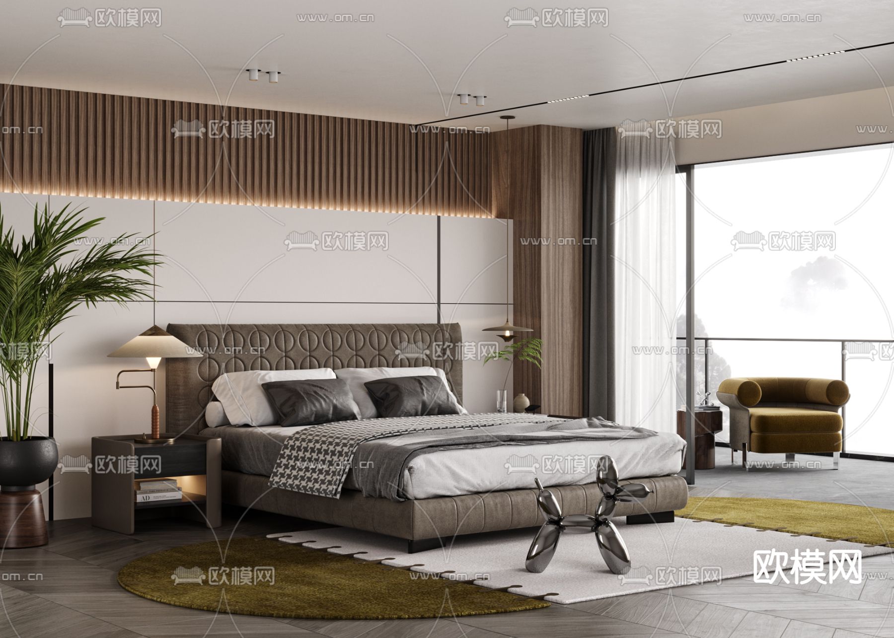 minotti现代简约卧室3d模型下载_ID12087311_3dmax免费模型-欧模网