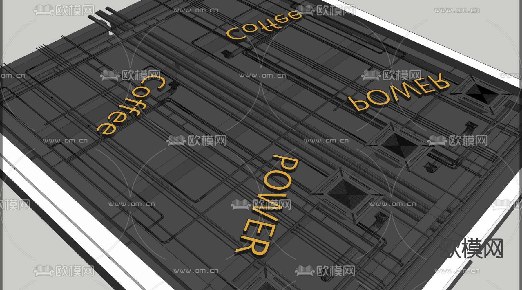 工业风吊顶管道吊顶su模型下载（渲染图2）