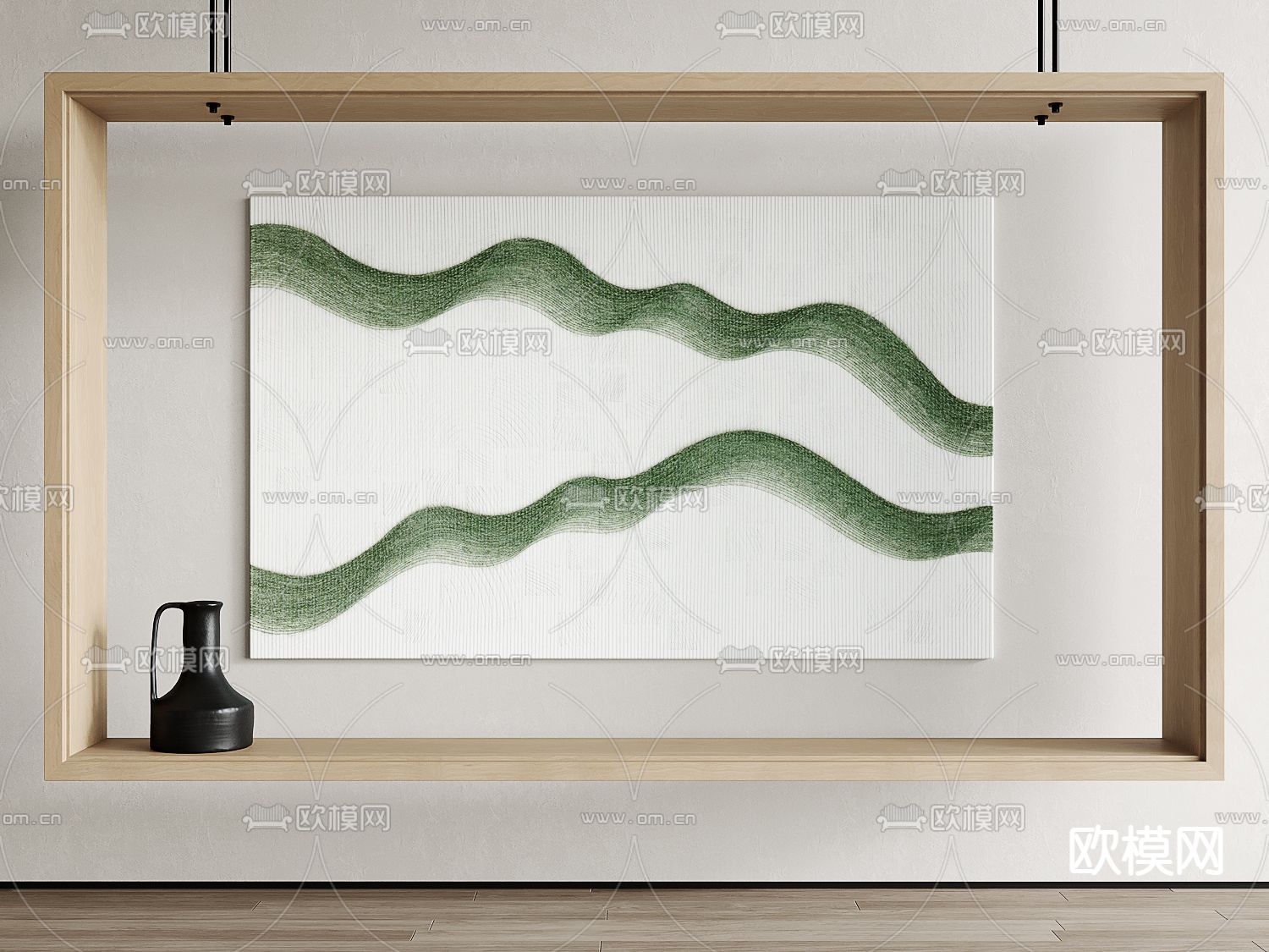 侘寂风编织线装饰画su模型