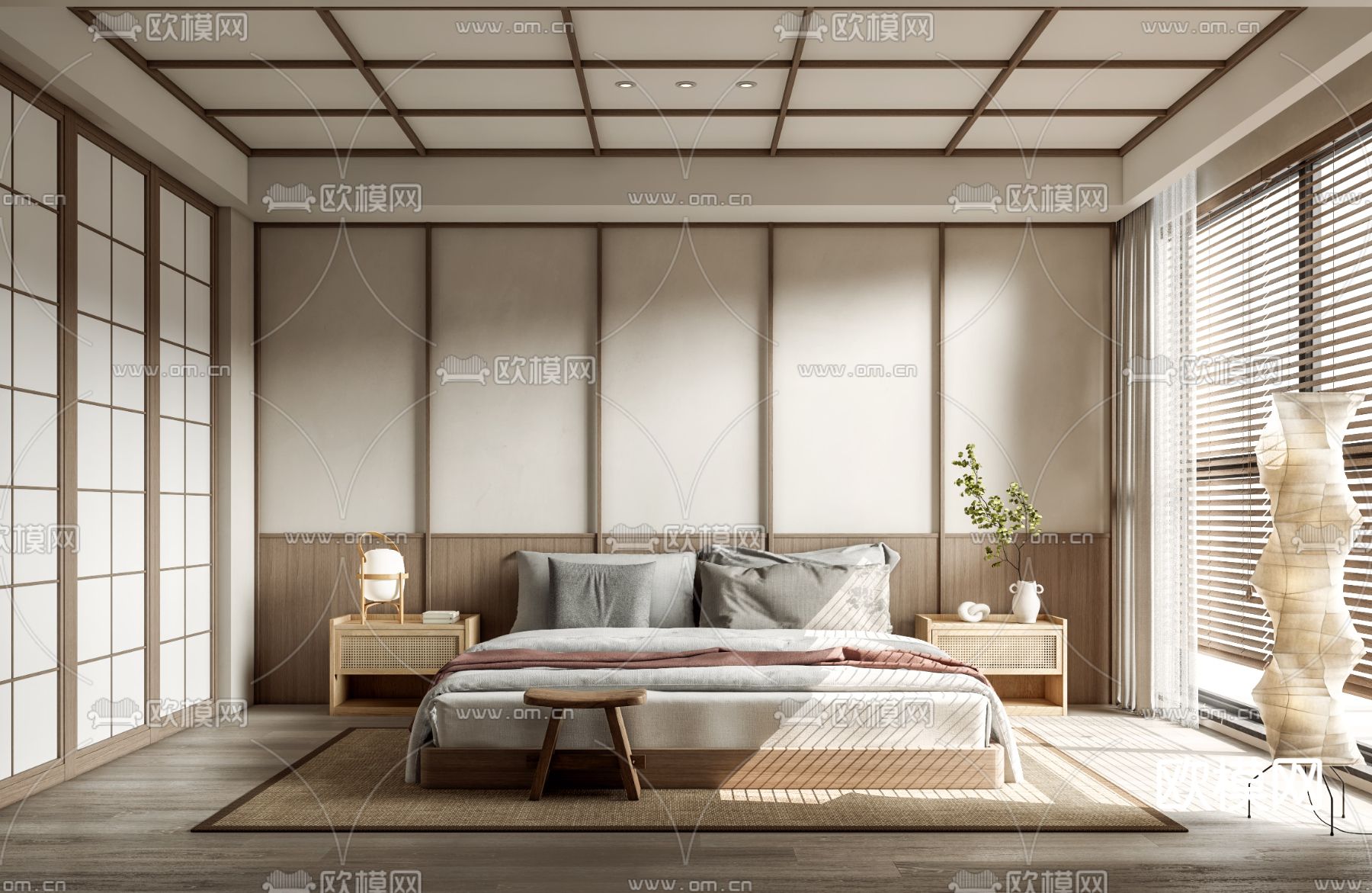 日式卧室su模型