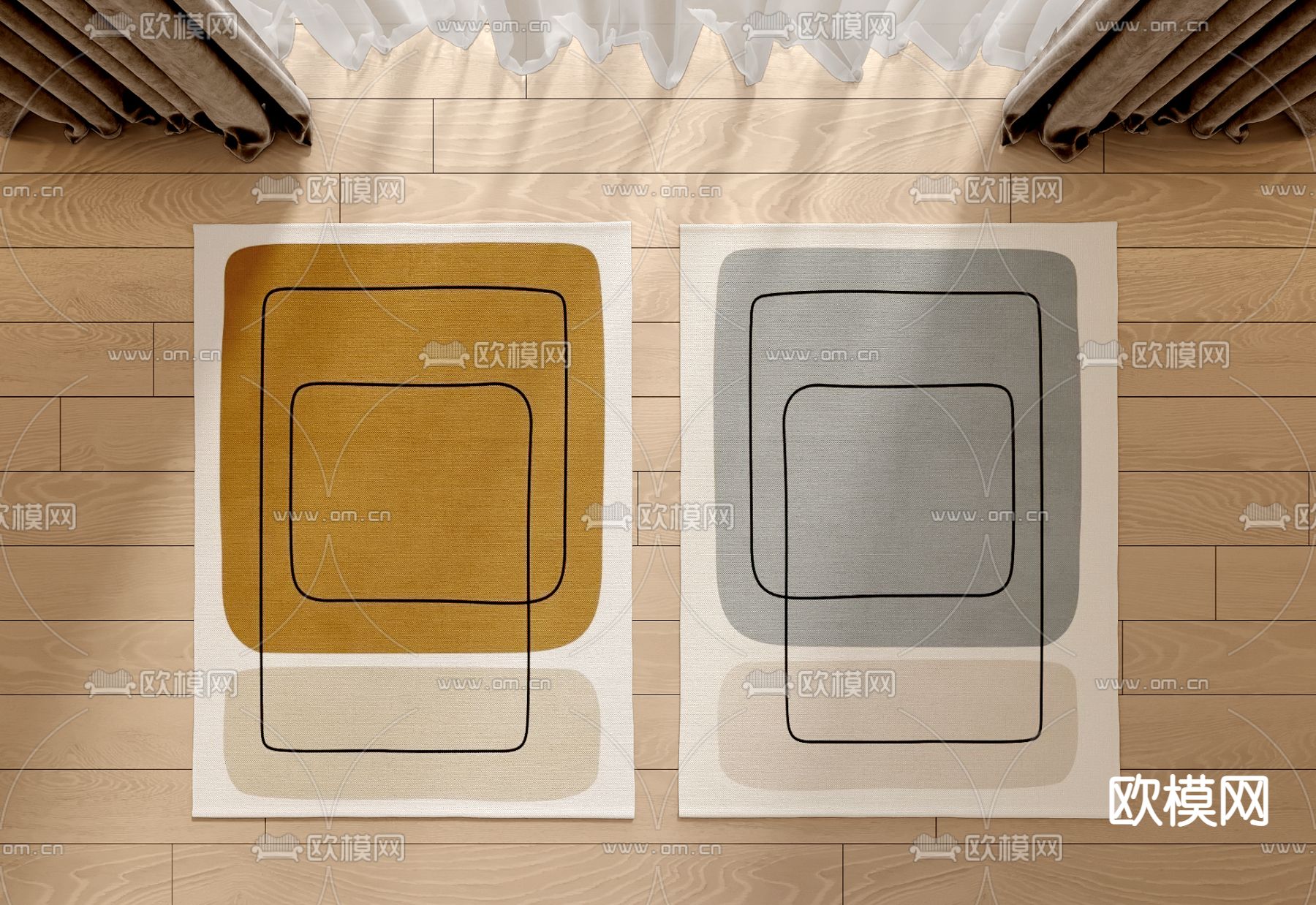 现代几何地毯3d模型下载