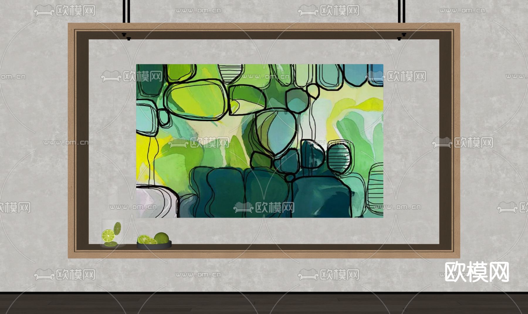 孟菲斯风抽象装饰画su模型下载（渲染图2）