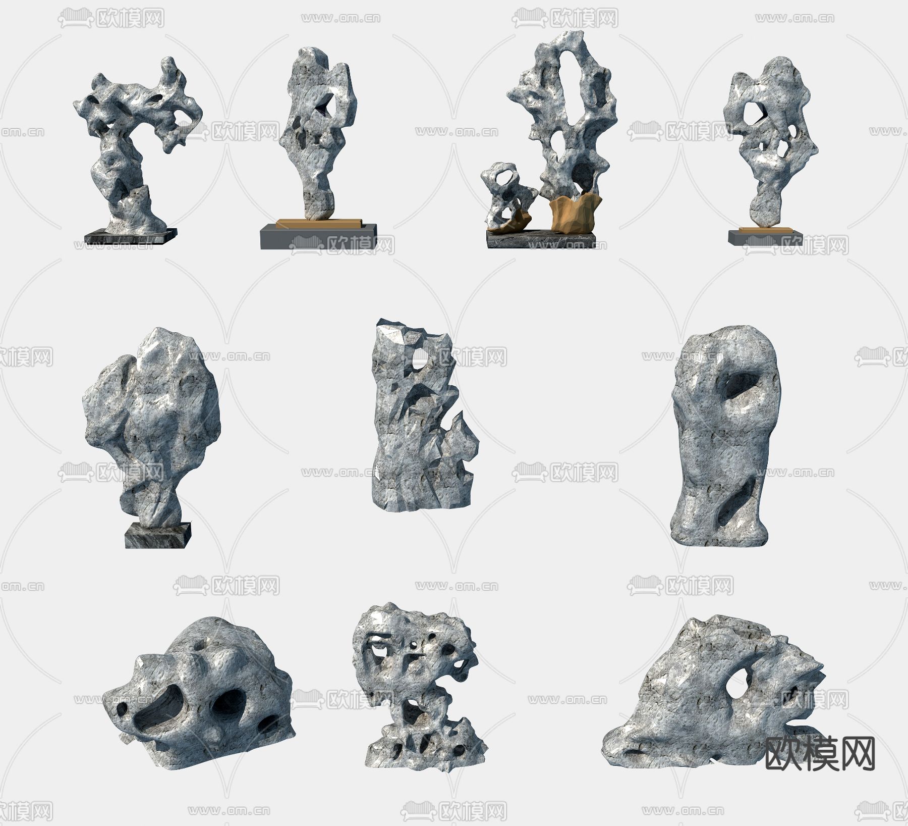 中式太湖景石造型石景观3d模型下载