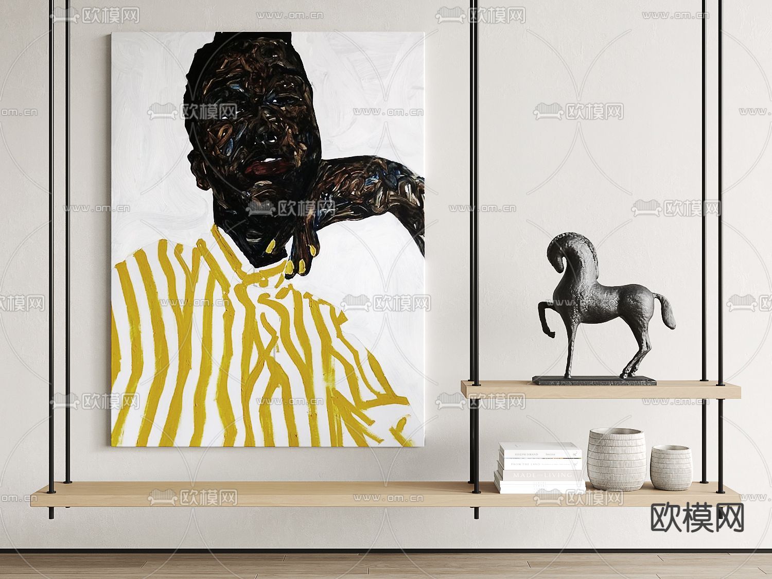 孟菲斯风人物抽象装饰画su模型