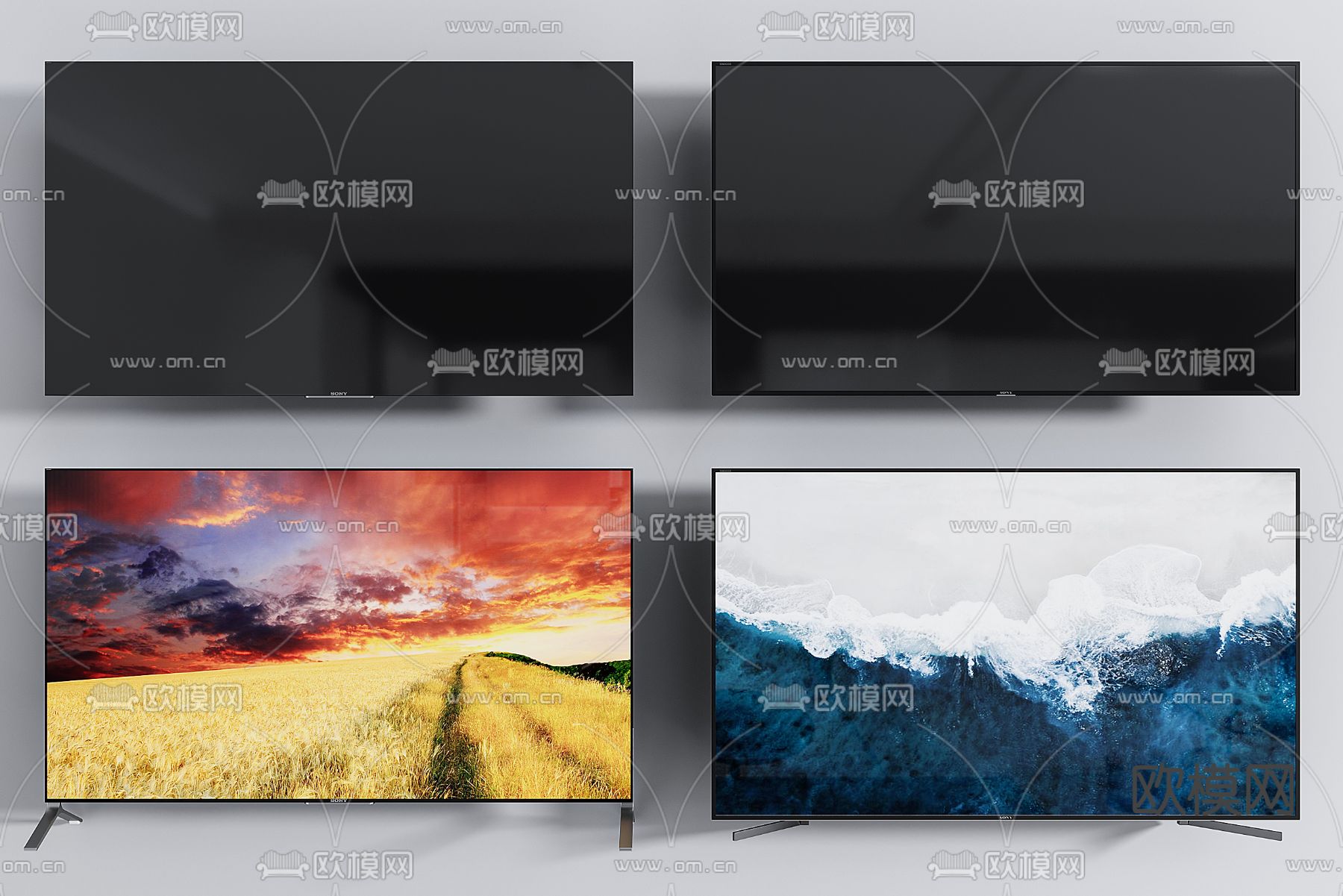 现代电视机3d模型下载