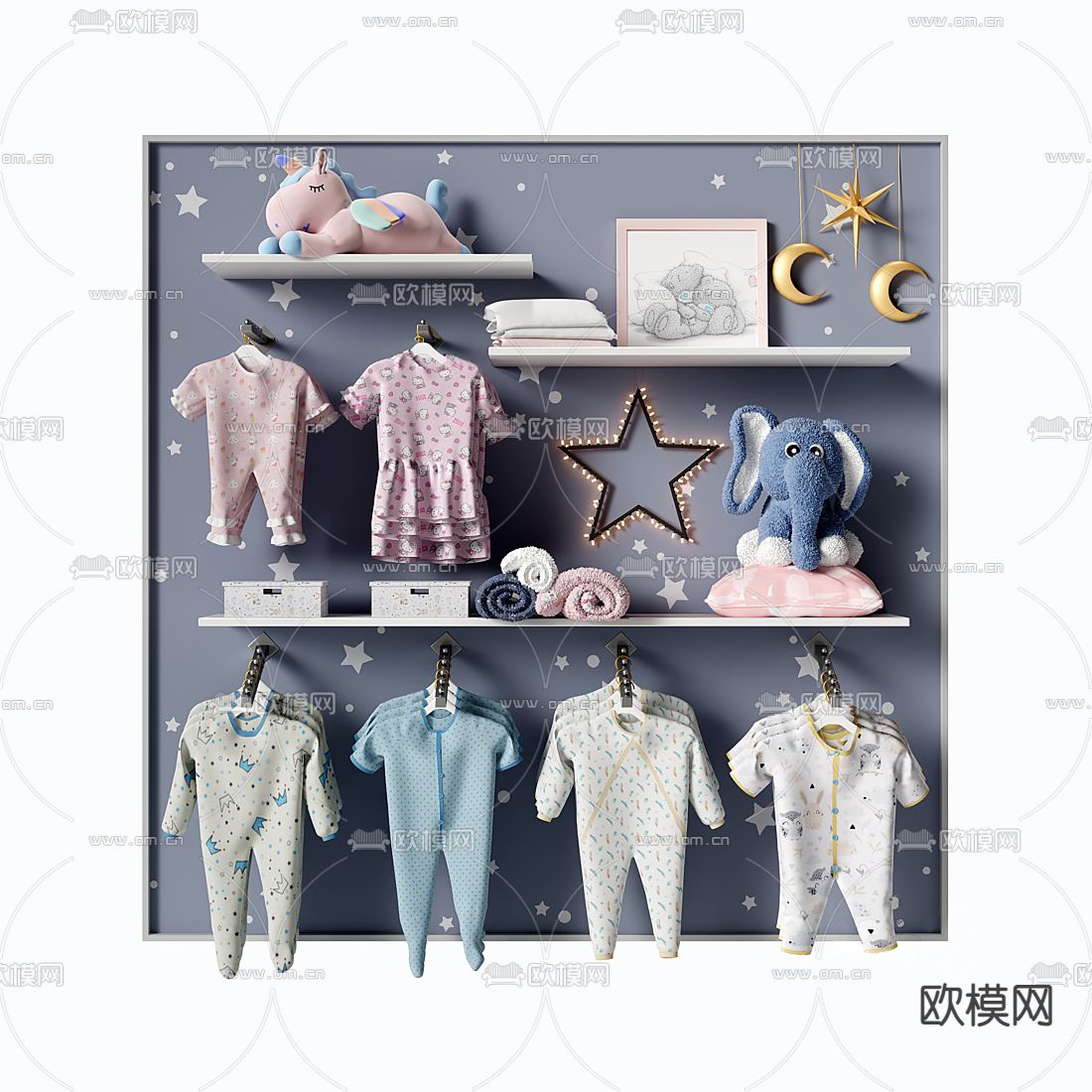 现代儿童睡衣玩具su模型下载（渲染图1）