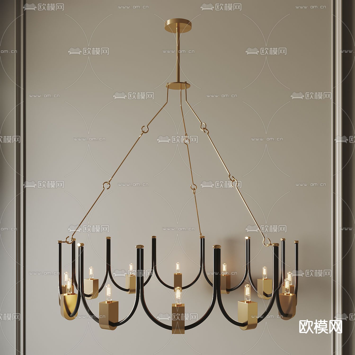 现代金属吊灯su模型下载（渲染图1）