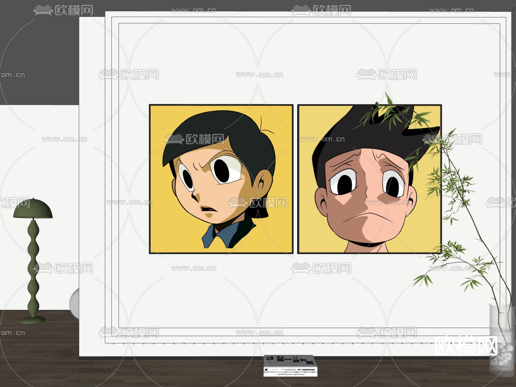 现代装饰挂画su模型下载（渲染图2）
