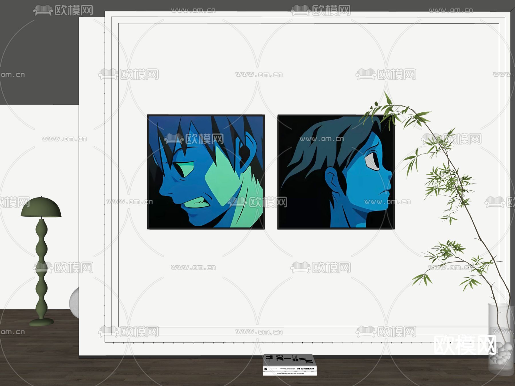 现代装饰挂画su模型下载（渲染图2）