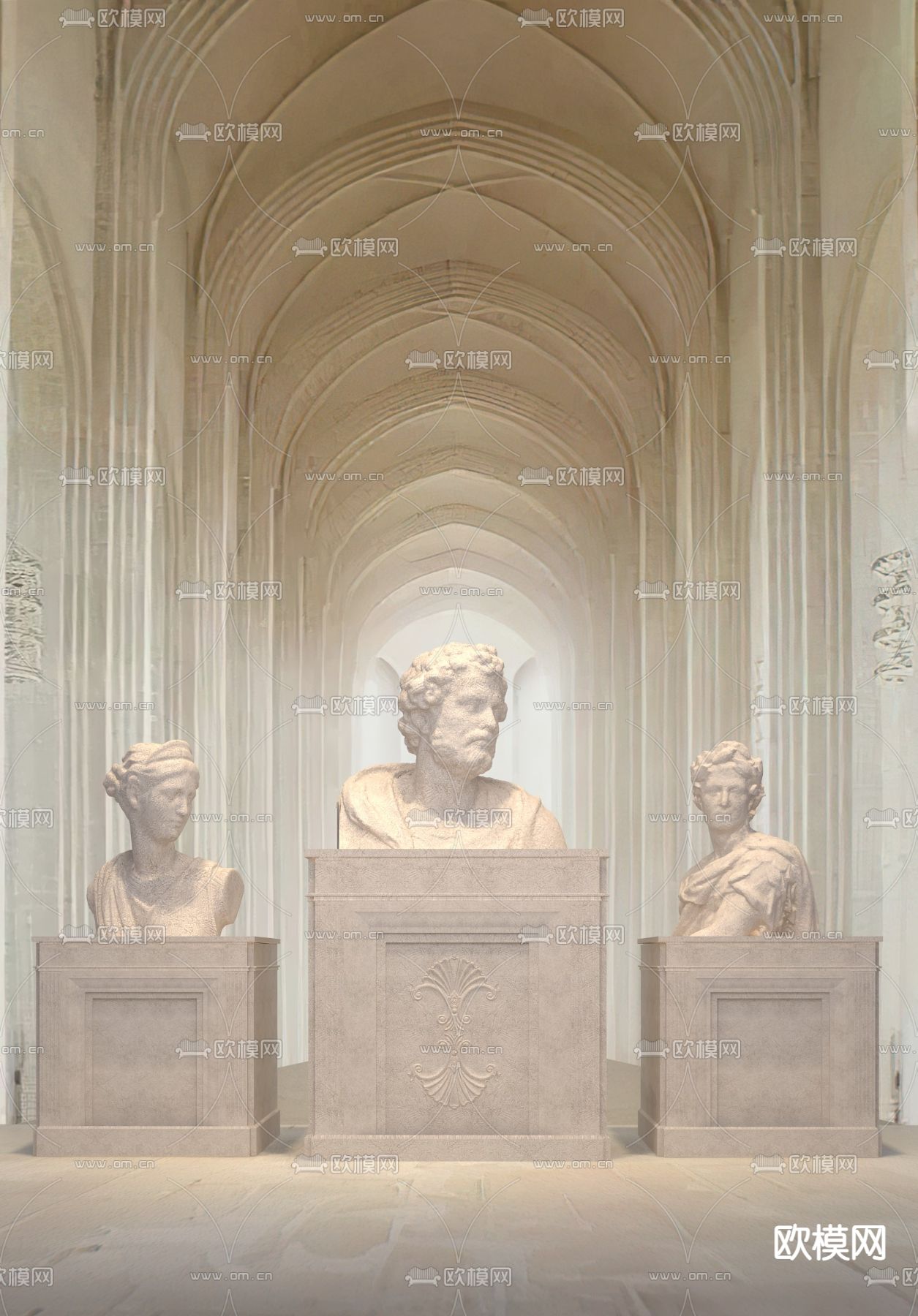 欧式古典教堂雕塑3d模型下载