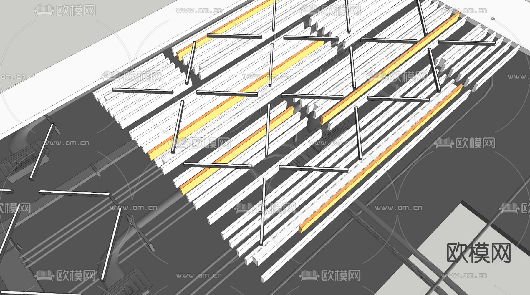 工业风吊顶管道吊顶su模型下载（渲染图2）