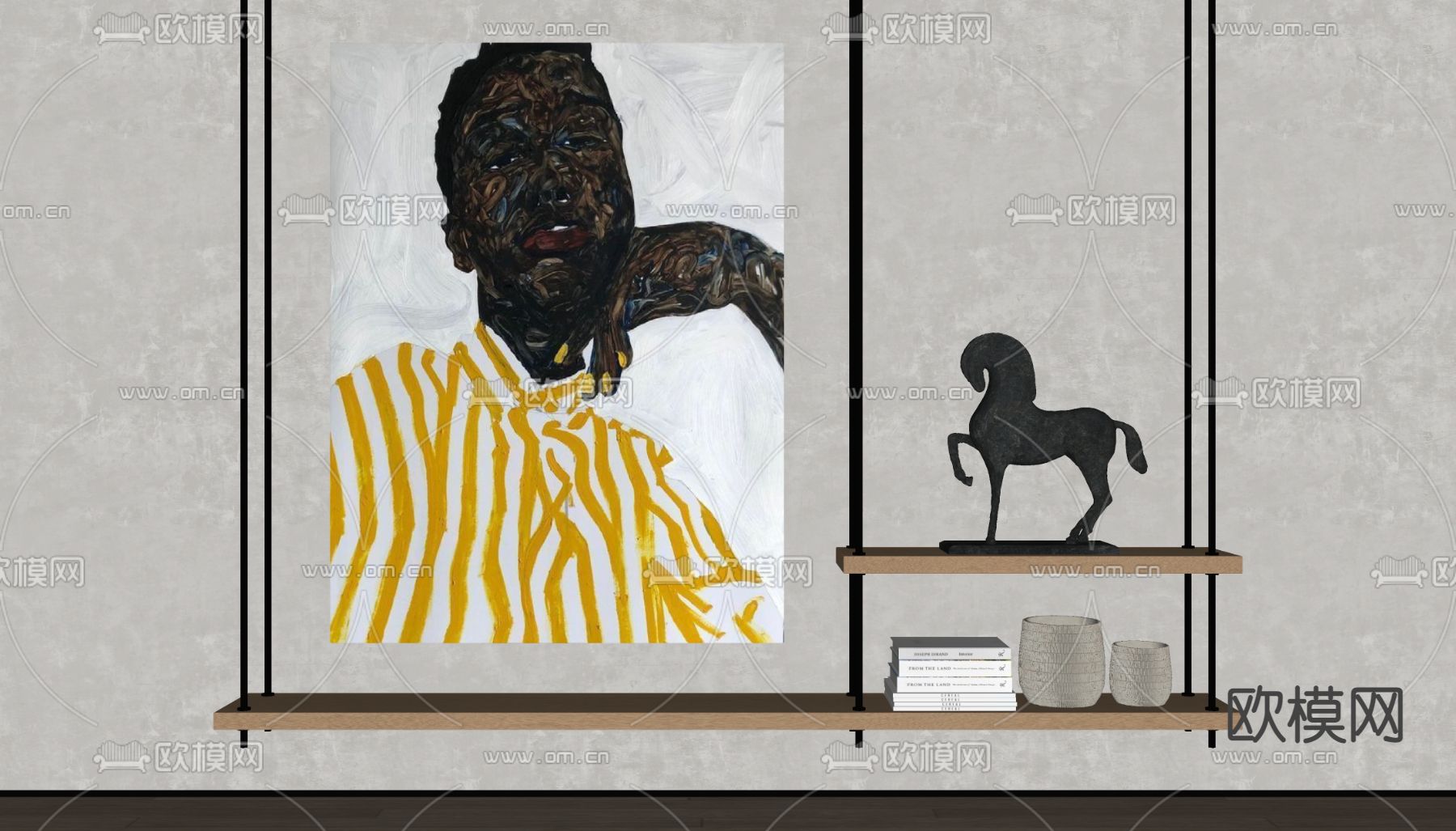 孟菲斯风人物抽象装饰画su模型