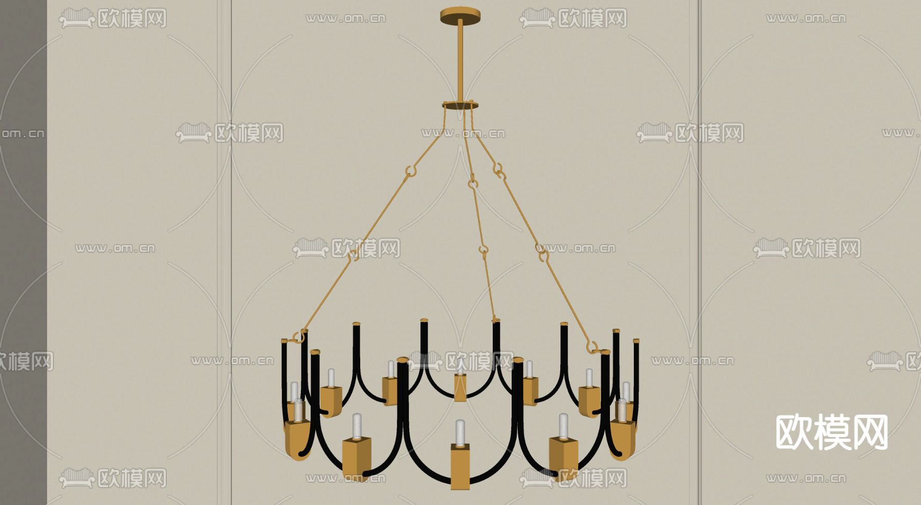 现代金属吊灯su模型下载（渲染图2）