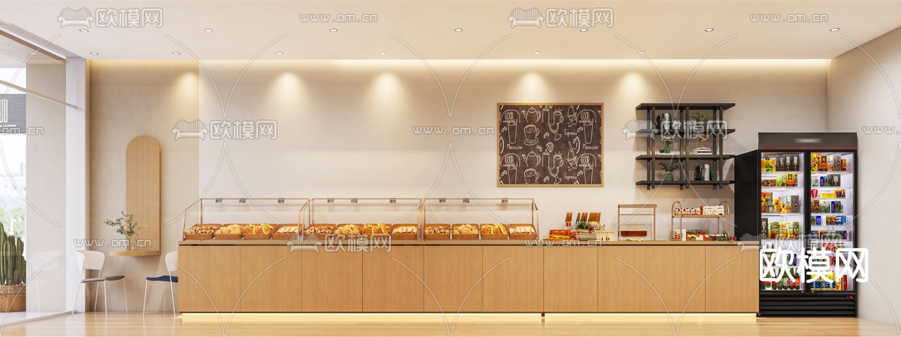 现代面包店蛋糕店3d模型下载（渲染图2）