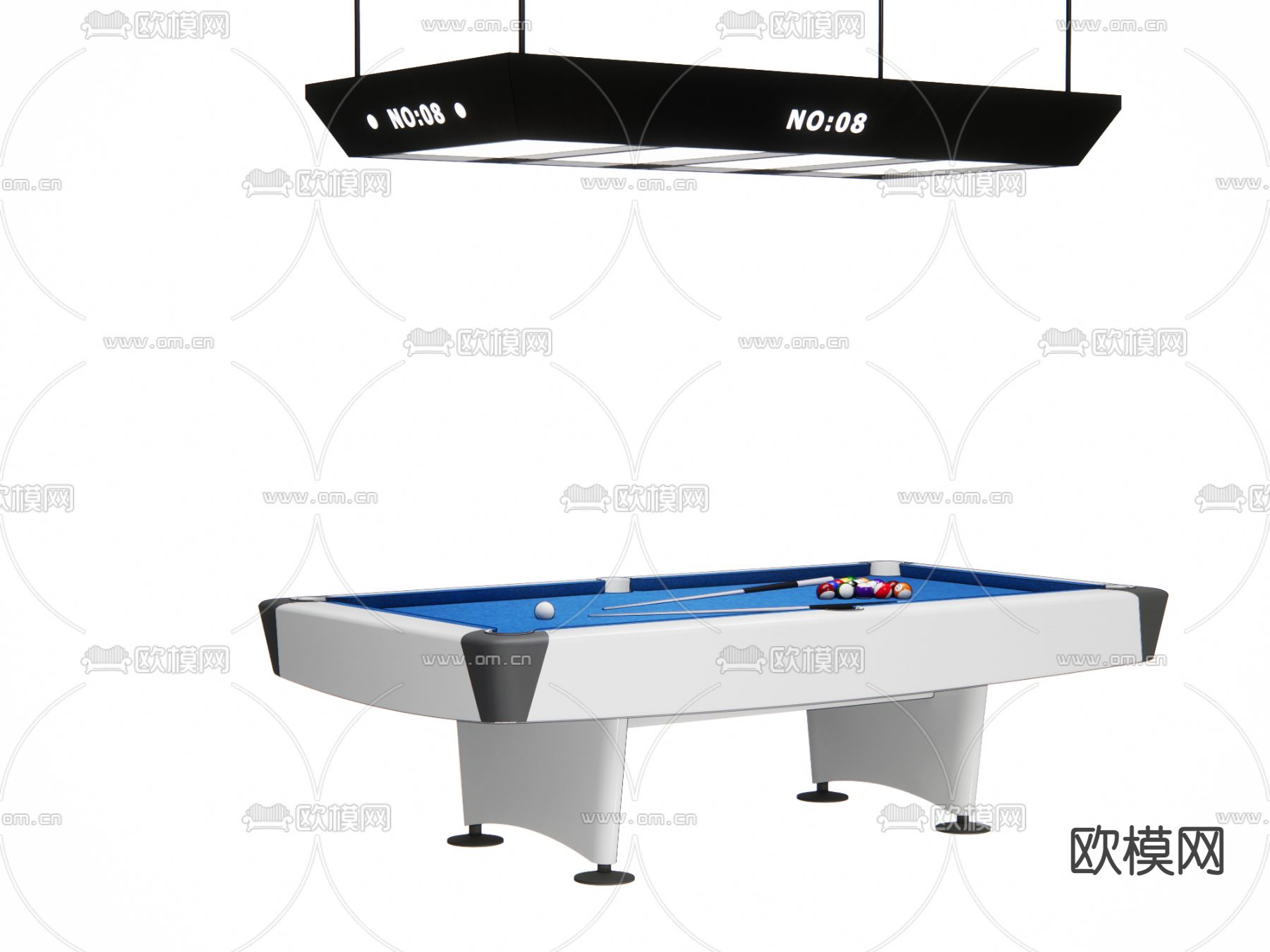 现代台球桌su模型下载（渲染图1）
