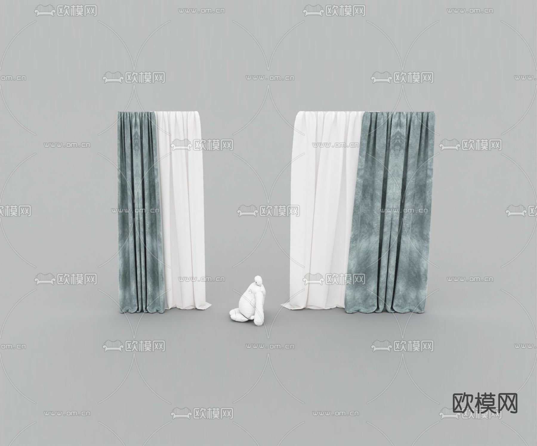 北欧简约布艺遮光窗帘免费3d模型下载