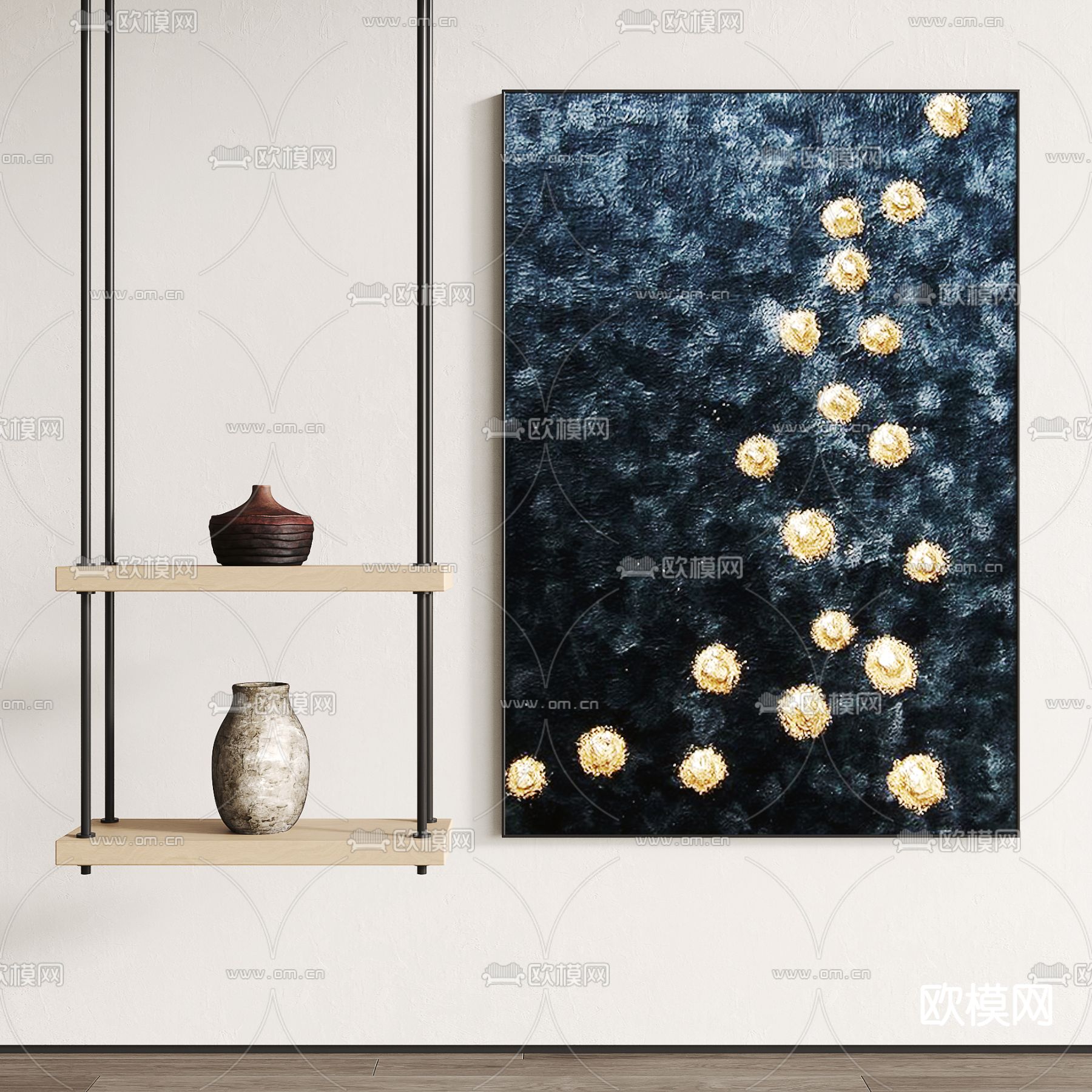 孟菲斯风抽象装饰画su模型下载（渲染图1）