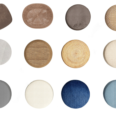  中式藤编蒲团坐垫su模型 