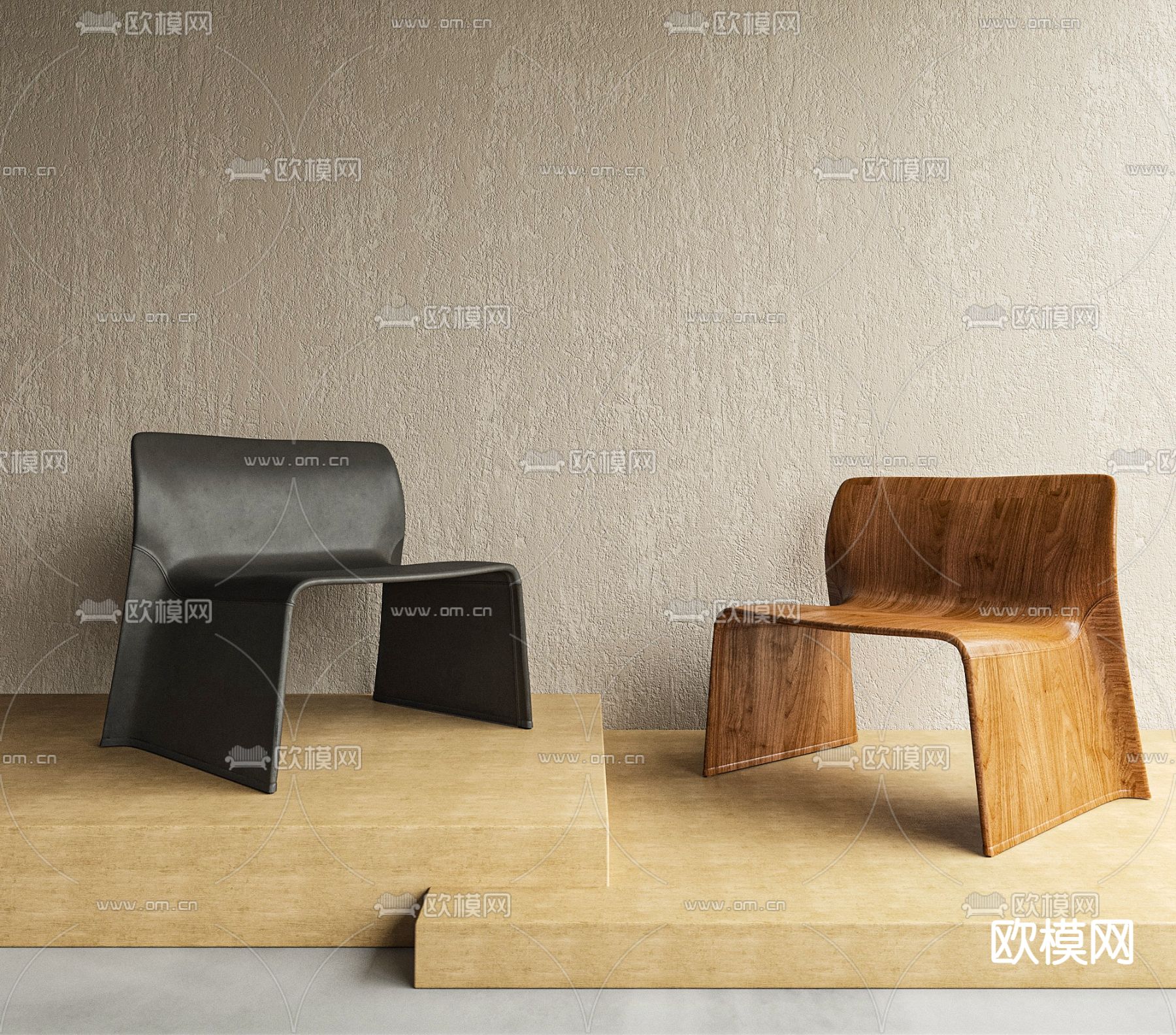 Minotti 现代休闲椅su模型下载（渲染图1）