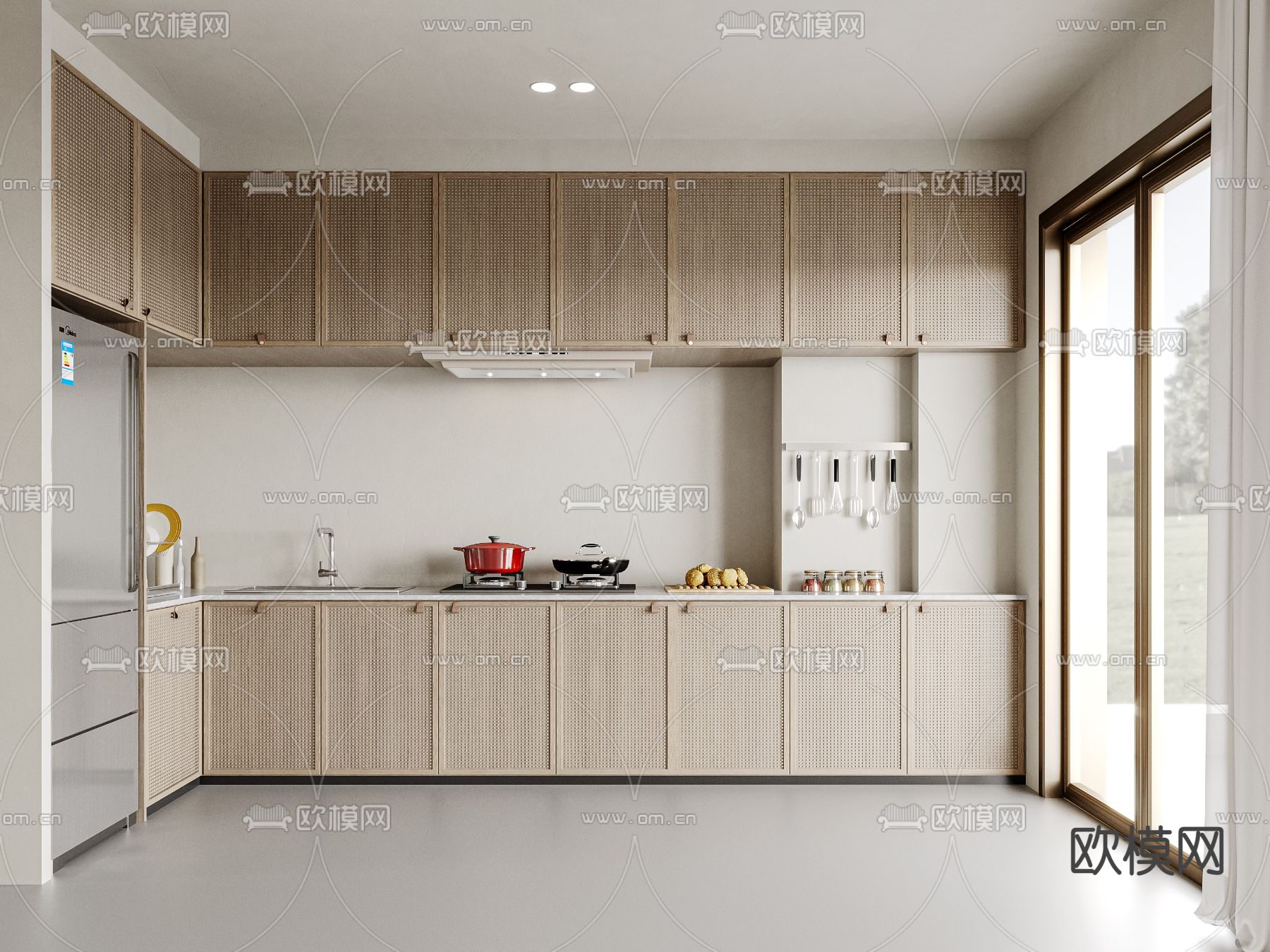 侘寂风厨房su模型下载（渲染图1）