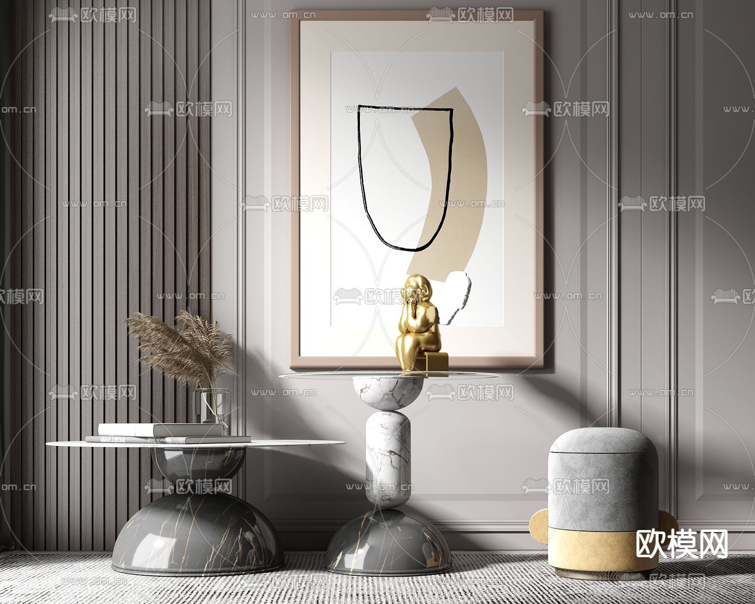 现代子母茶几3d模型下载