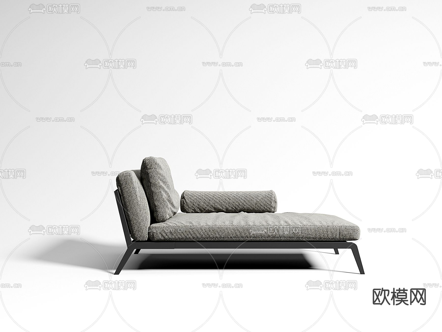 现代灰色休闲躺椅3d模型下载