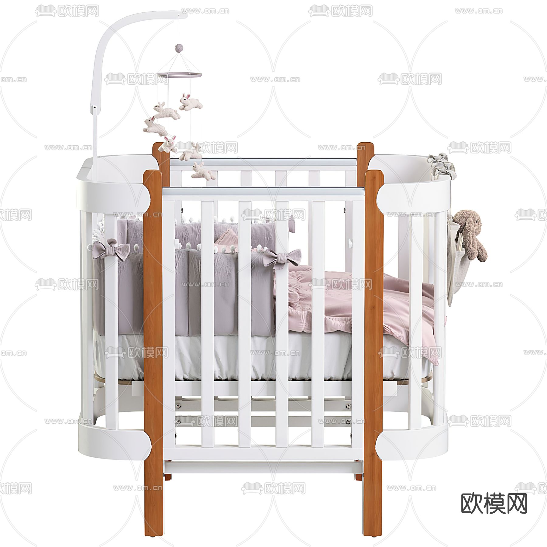 北欧风婴儿床3d模型下载（渲染图2）