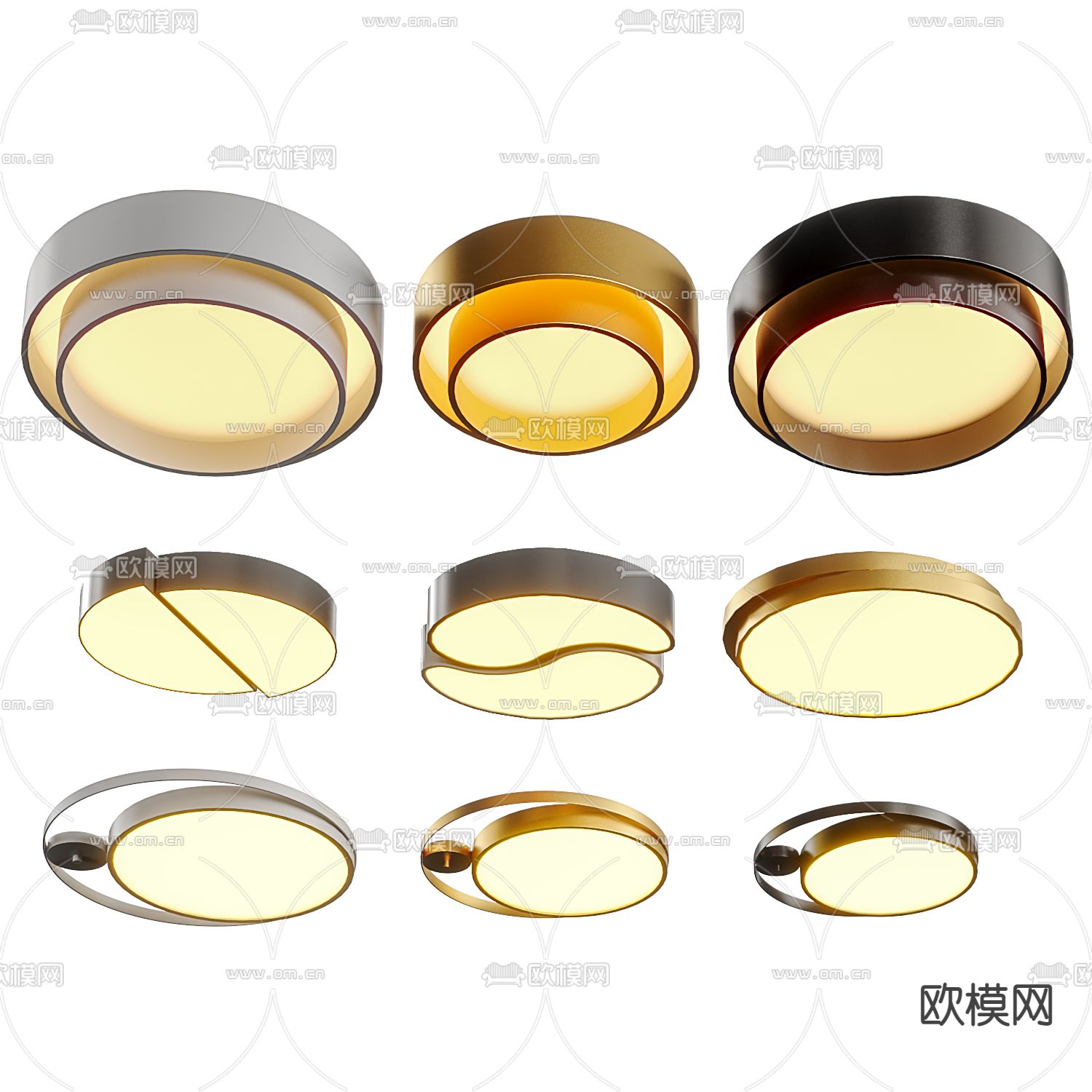 现代吸顶灯su模型下载（渲染图1）