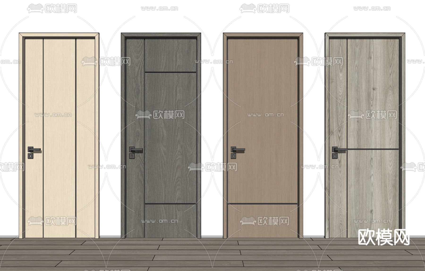现代极简单开门房门su模型