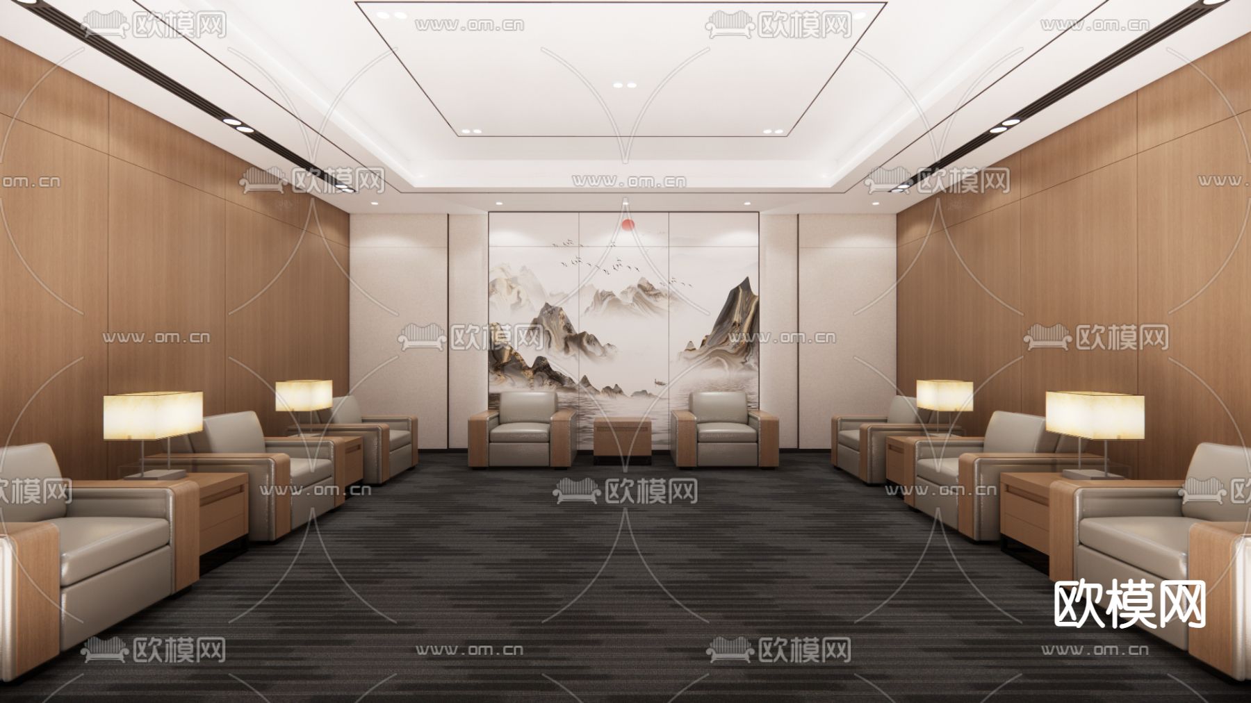 现代接待室su模型下载（渲染图1）