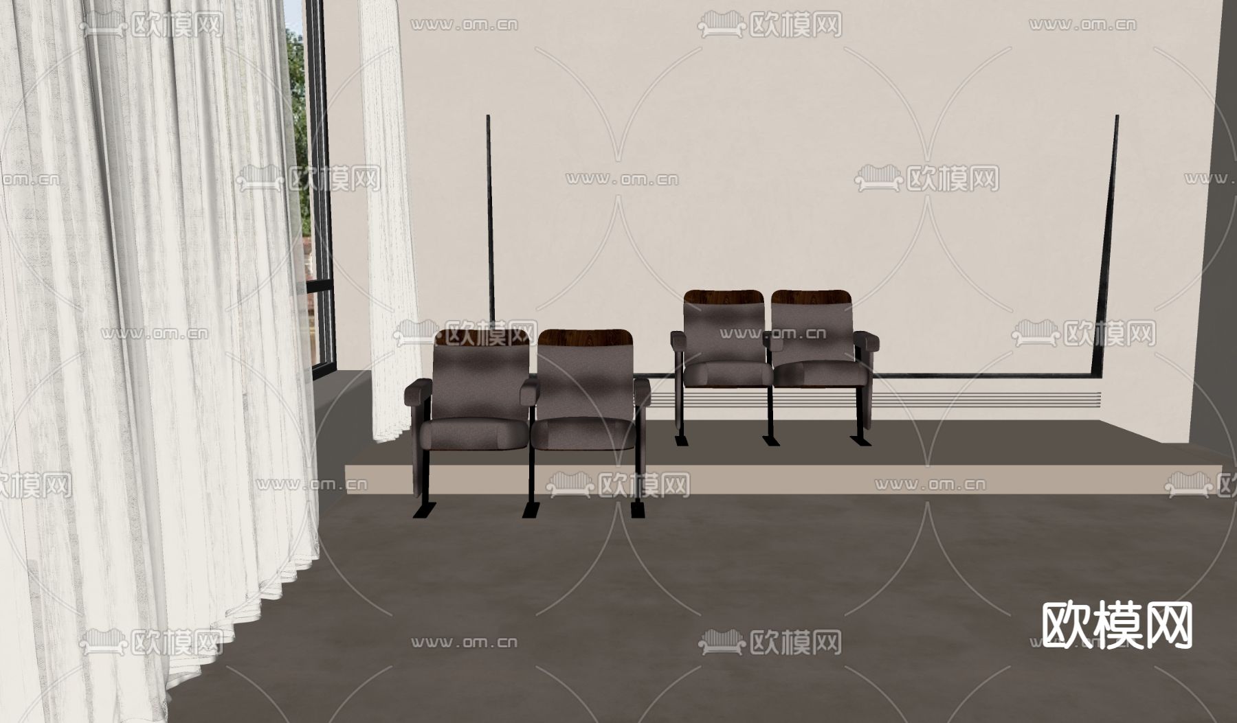 US FAN现代公共椅su模型下载（渲染图2）