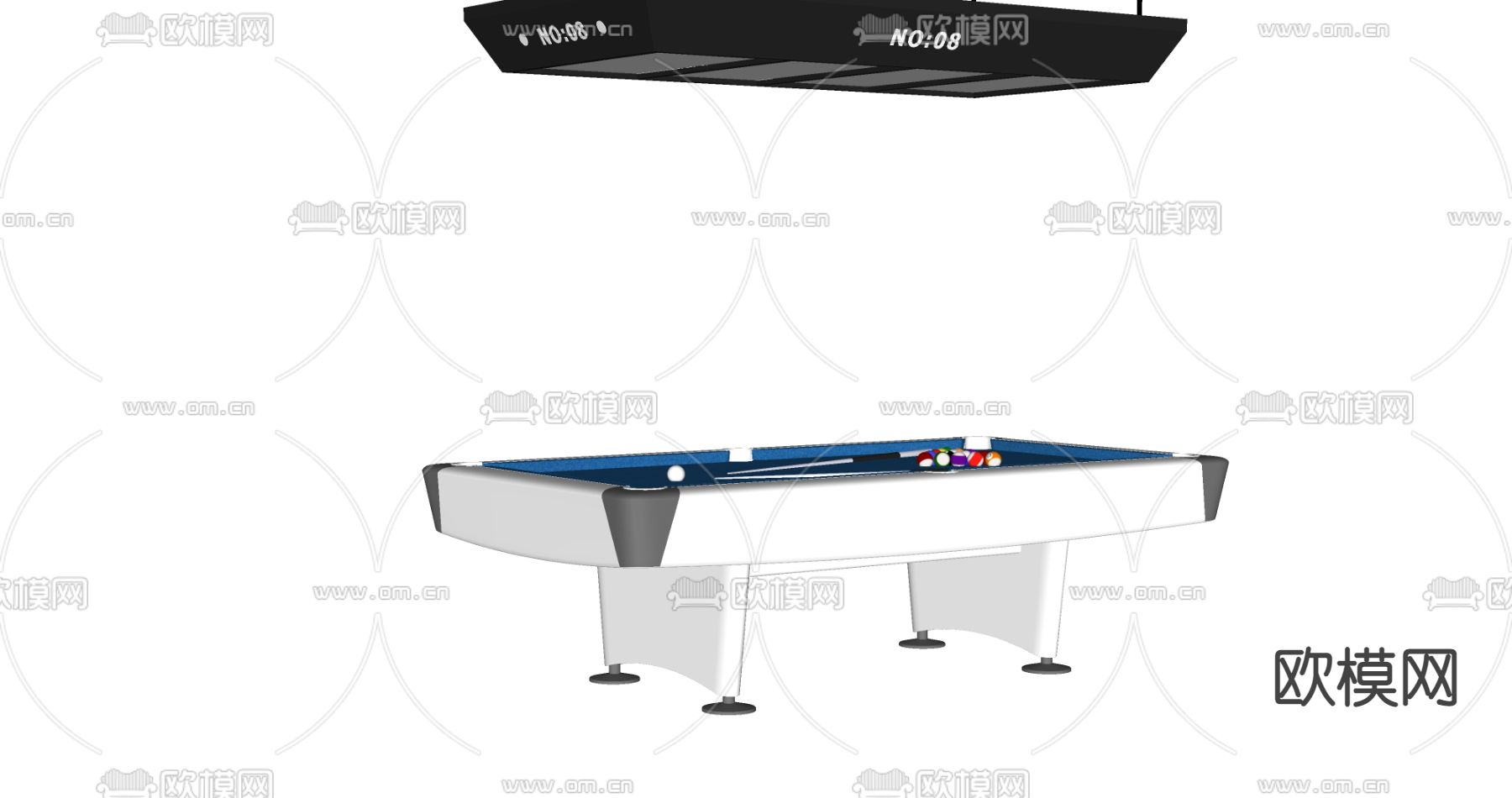 现代台球桌su模型下载（渲染图2）