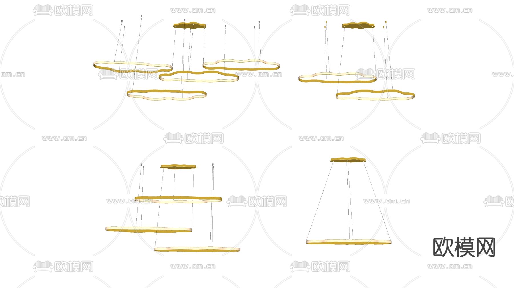 现代轻奢吊灯su模型下载（渲染图2）