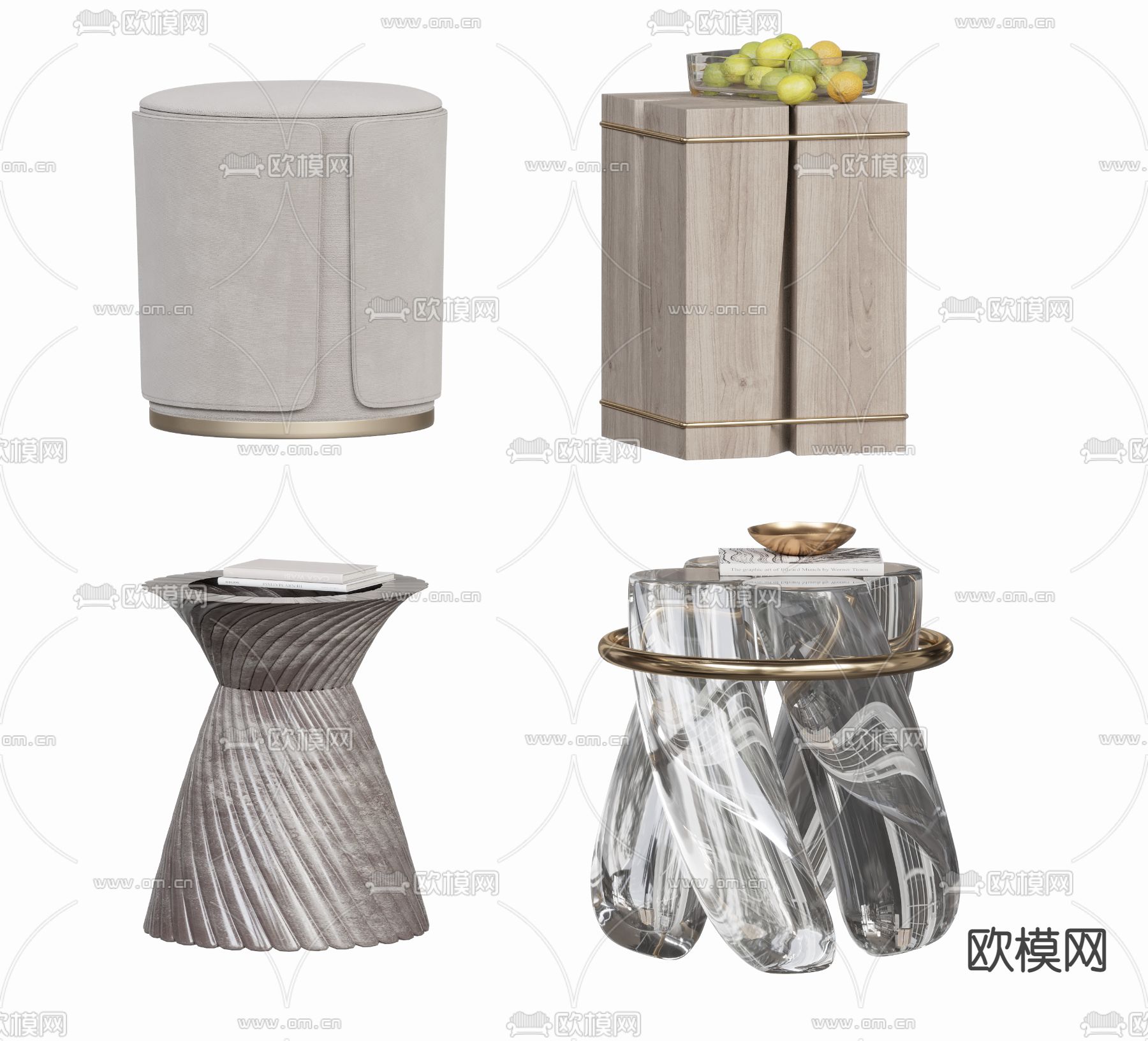现代边几圆几3d模型