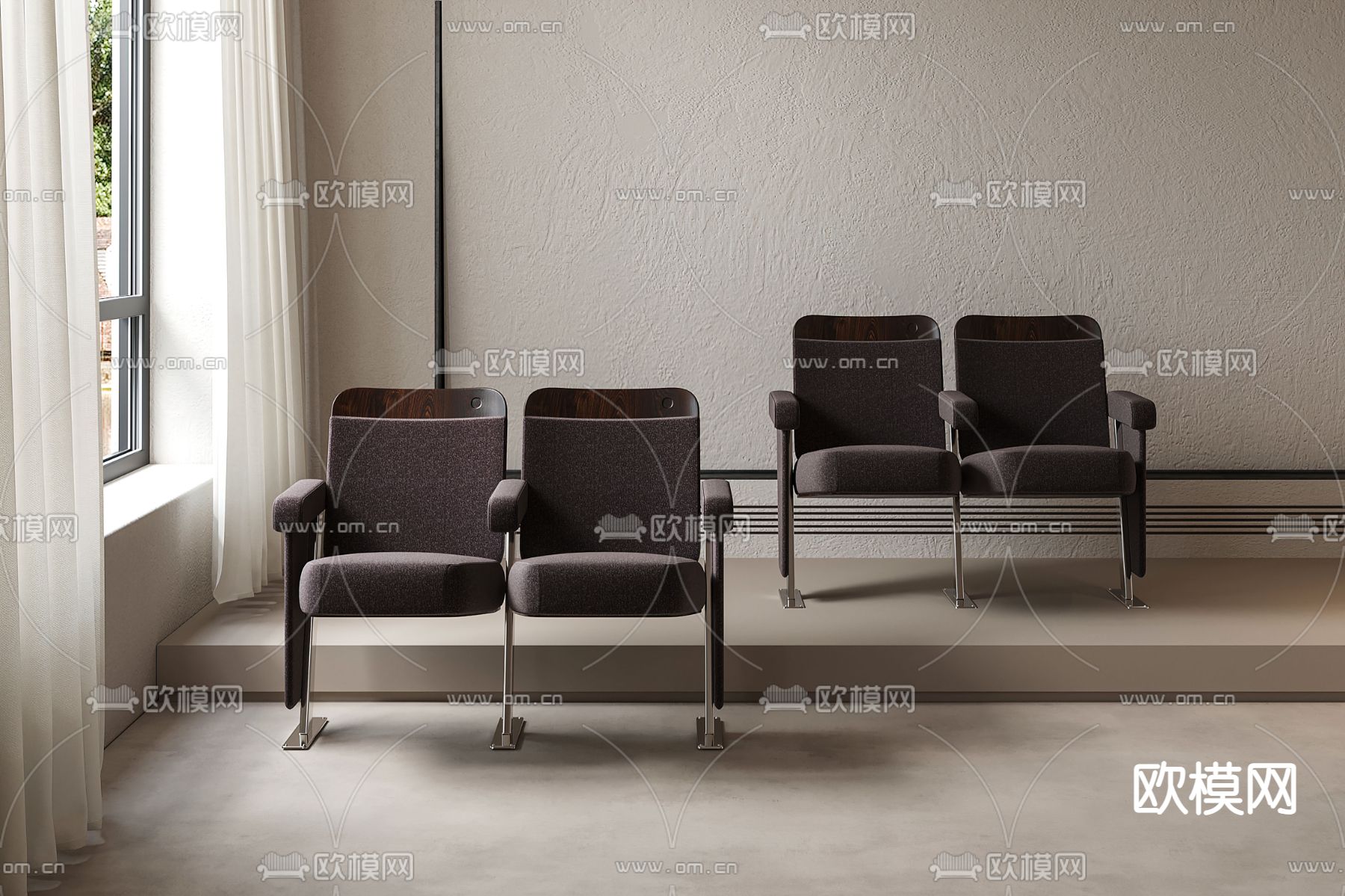 US FAN现代公共椅su模型下载（渲染图1）