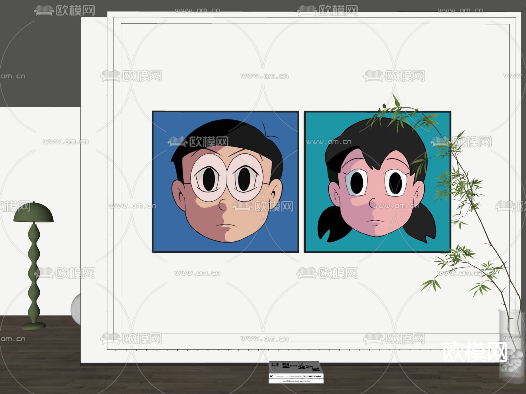 现代装饰挂画su模型下载（渲染图2）