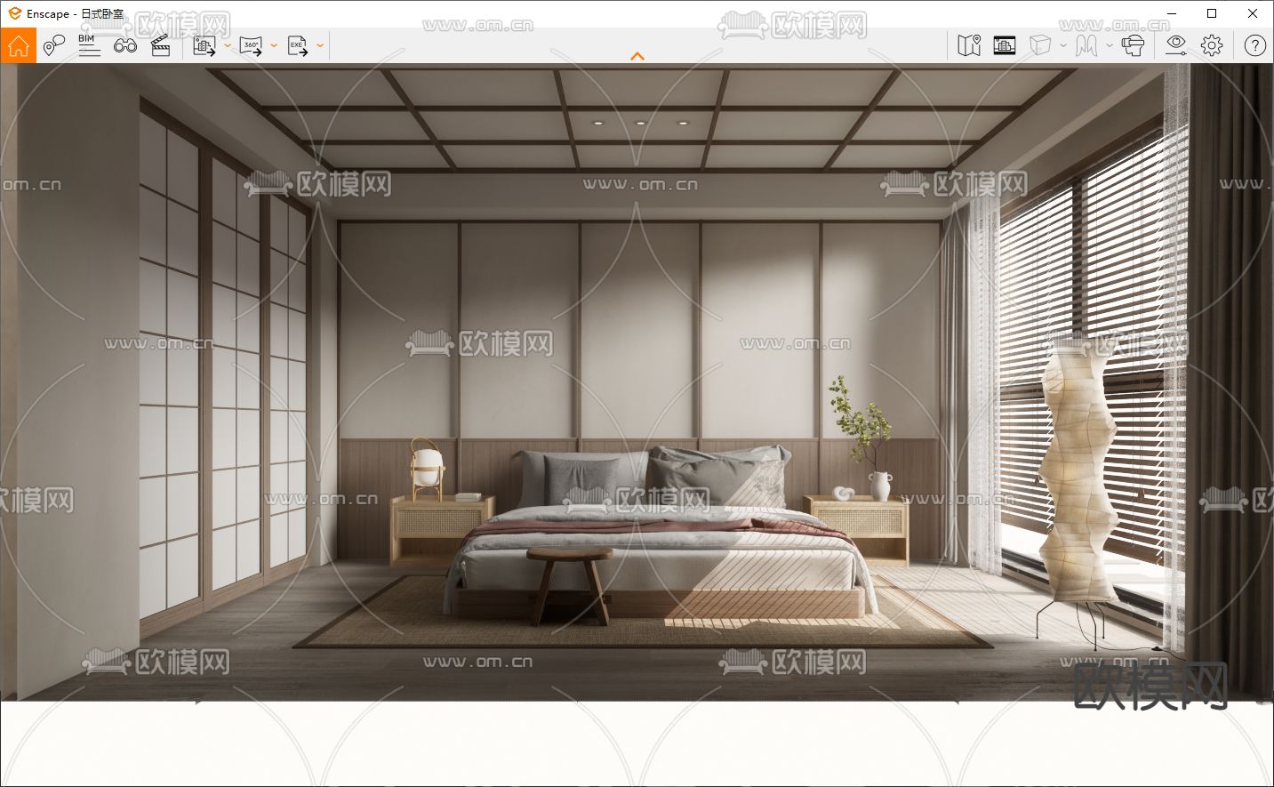 日式卧室su模型