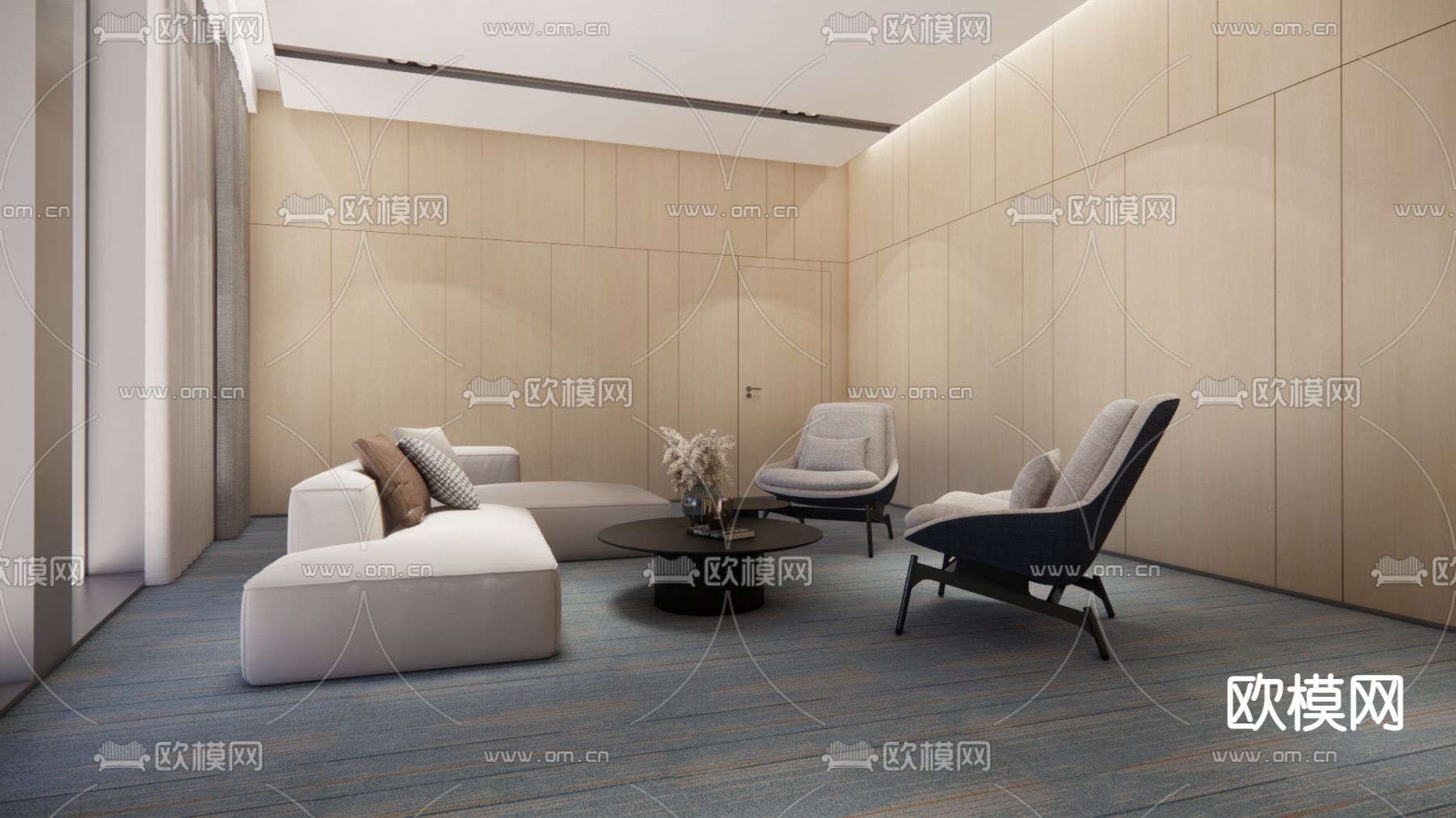 现代接待室su模型下载（渲染图1）