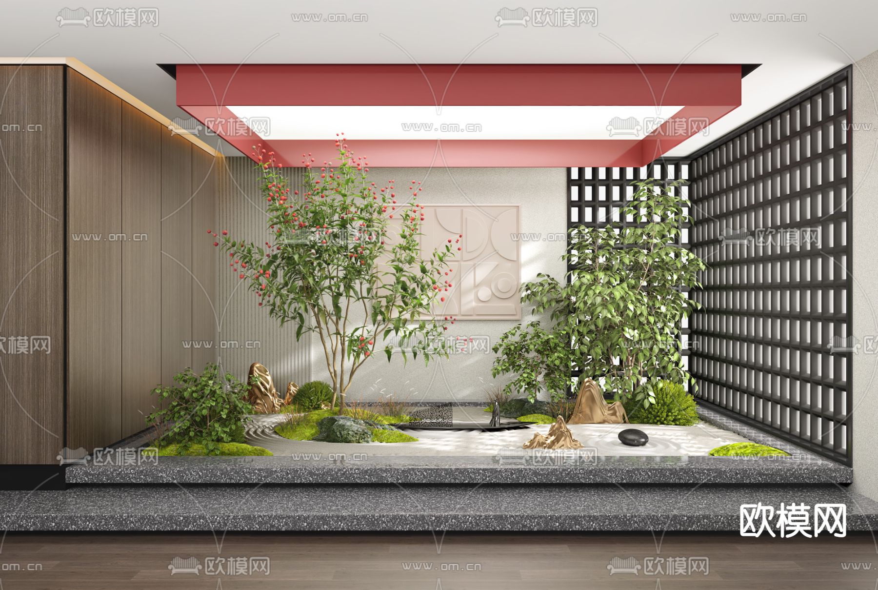 现代室内植物景观小品3d模型下载