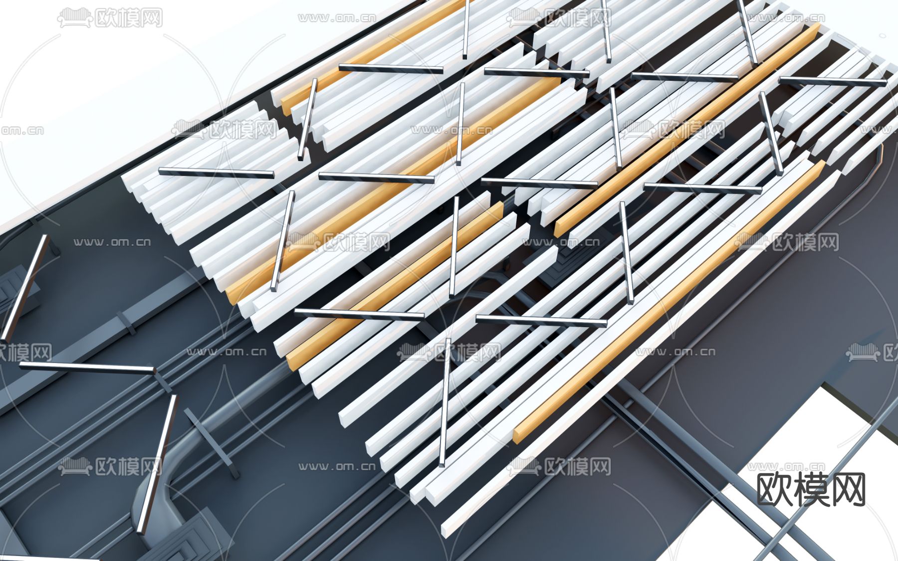 工业风吊顶管道吊顶su模型下载（渲染图1）