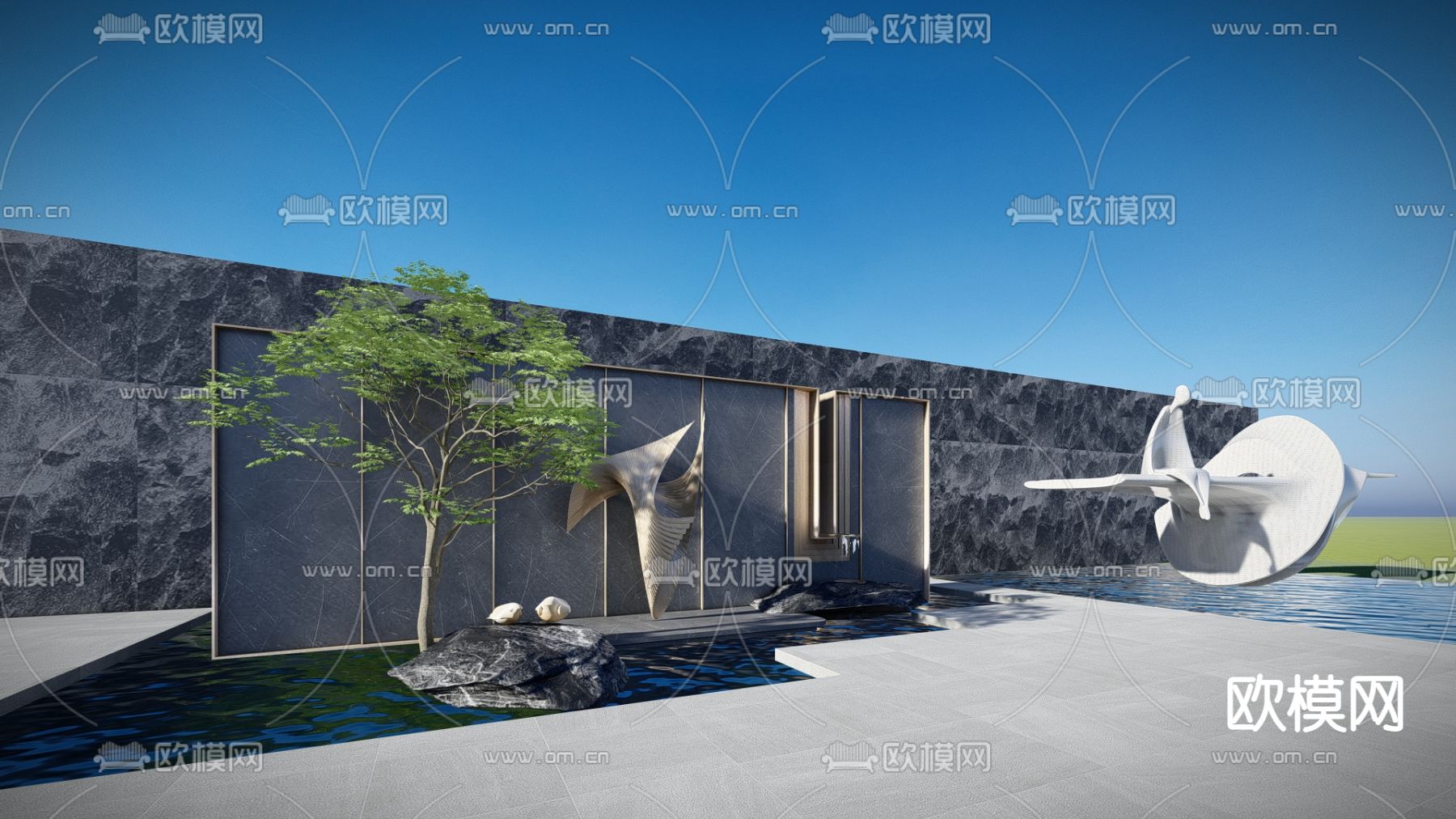 现代禅意小人雕塑小品su模型下载_ID12077655_sketchup模型下载-欧模网