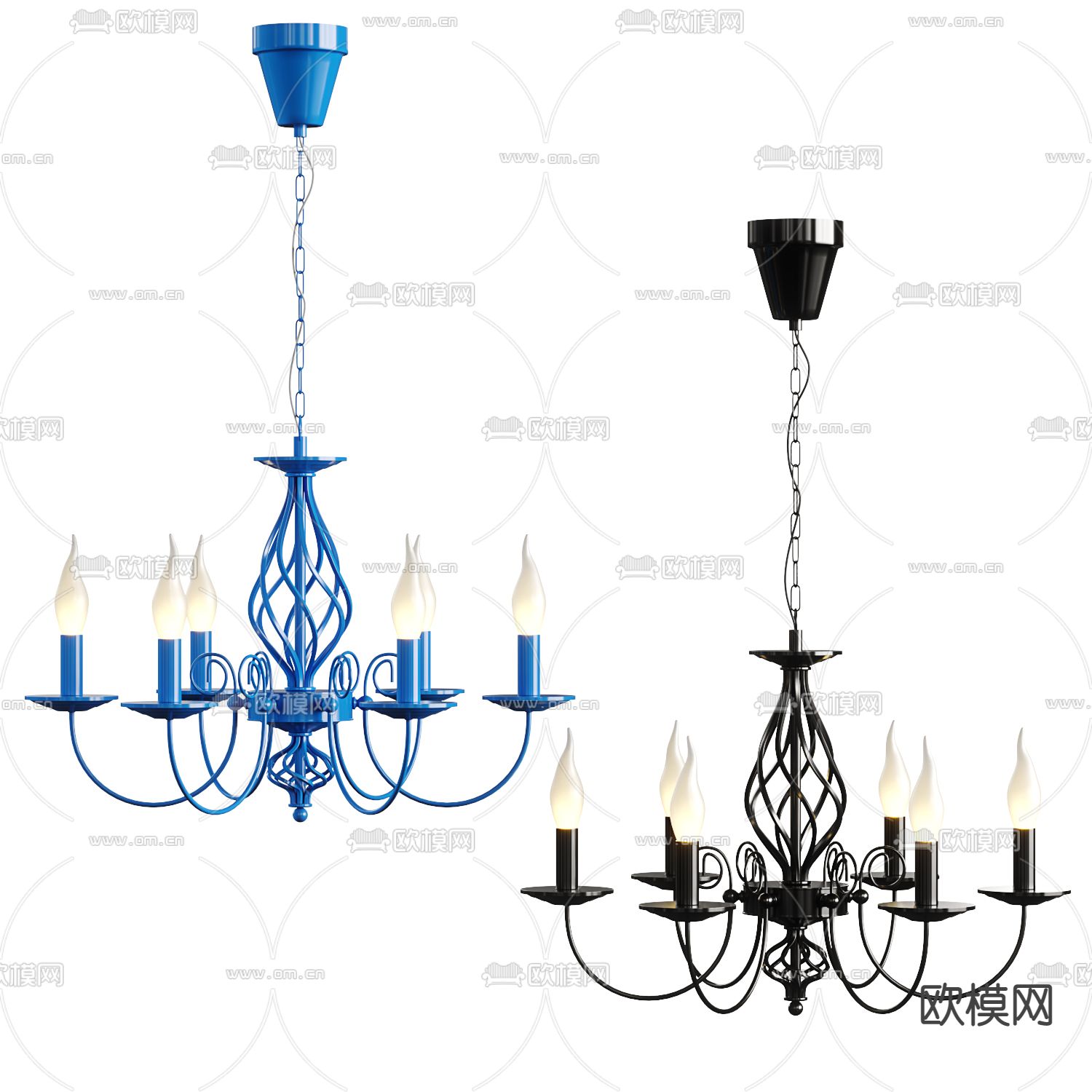简欧烛台吊灯su模型