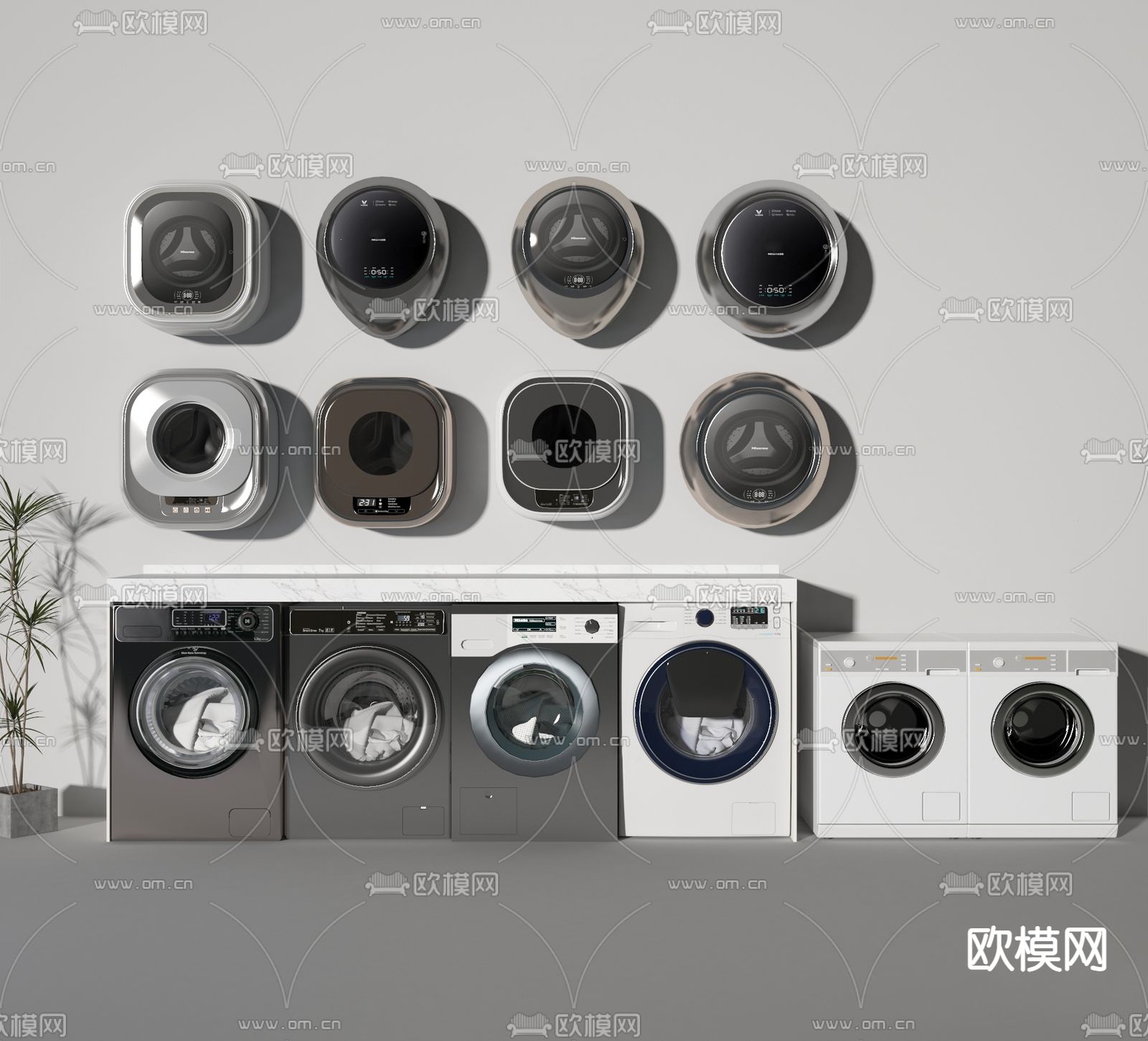滚筒洗衣机挂式洗衣机su模型