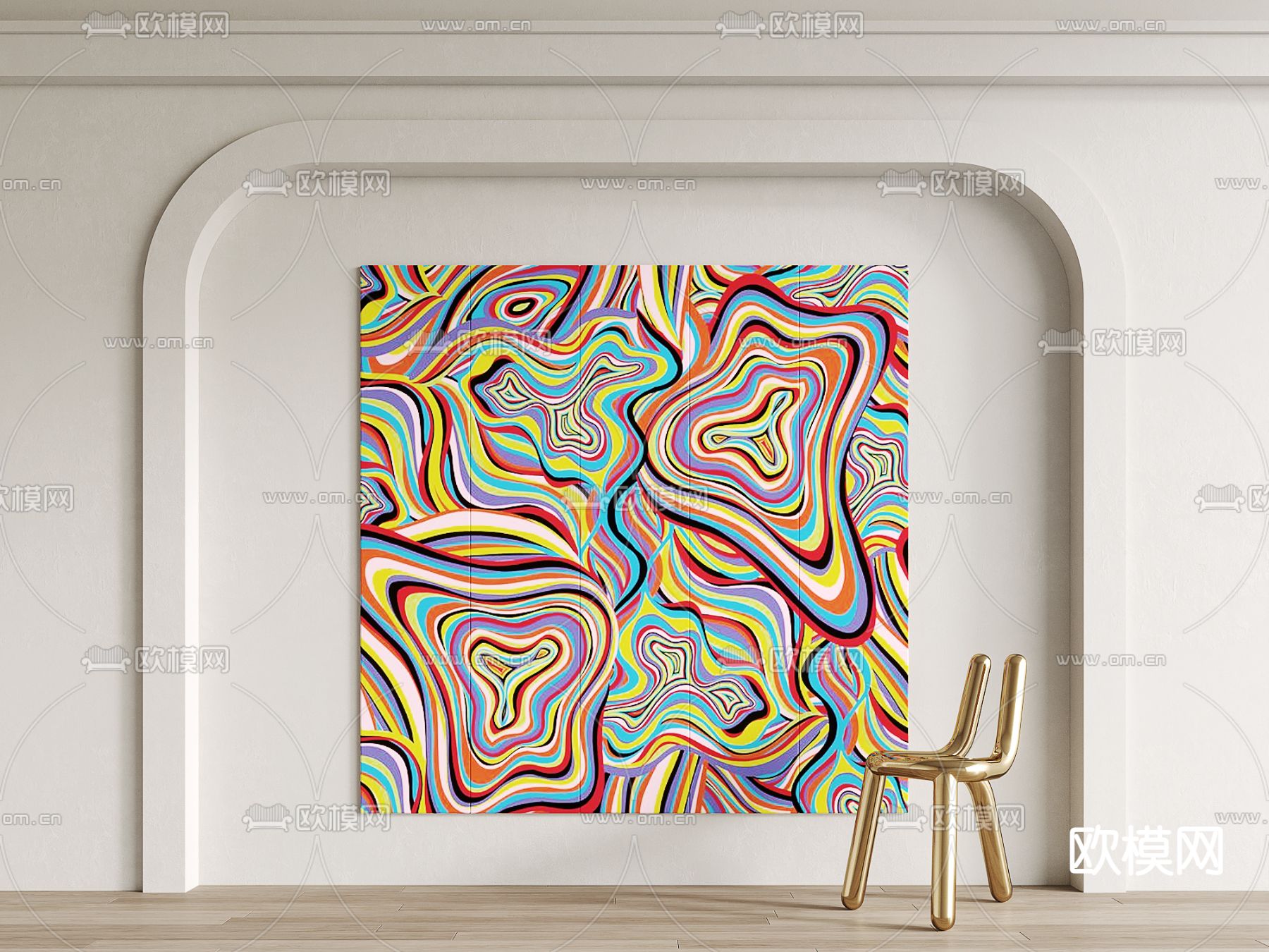 孟菲斯风抽象装饰画su模型下载